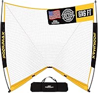 PodiuMax 6x6x7FT Foldable Lacrosse Goal Net - Upgraded Square Steel Frame, Portable with Carry Bag for Backyard Training Youth Adults