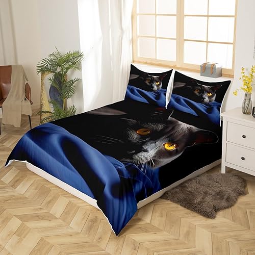 Miniatura 2 de Juego de ropa de cama Erosebridal con diseño de cachorro de dibujos animados para niños, color negro y marrón, 3 piezas, juego de cama con estampado