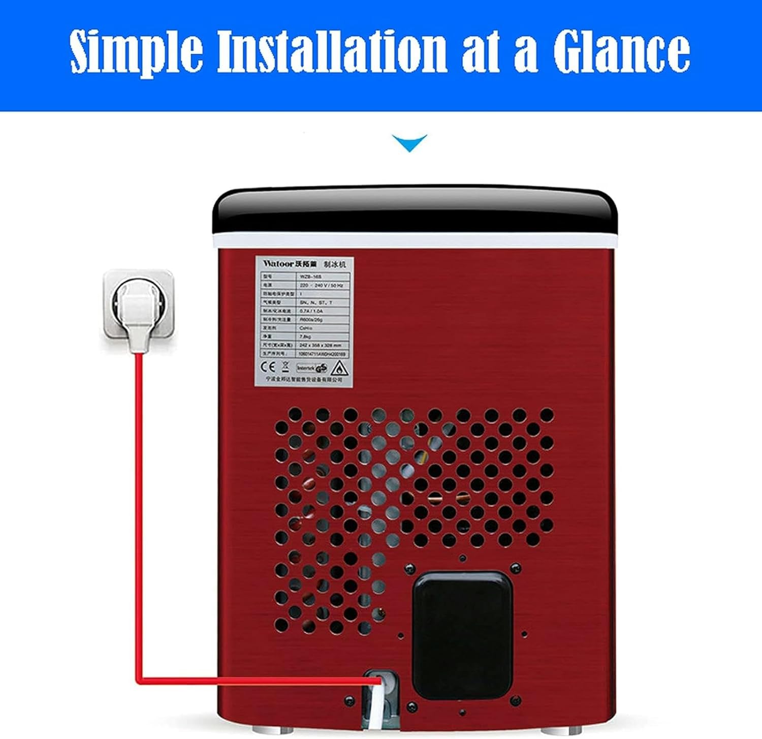 Electric Ice Maker Countertop, Portable Ice Cube Maker Countertop, Countertop Ice Maker Machine Soft Ice, Self-Cleaning Function - Fit for Home Party (D)