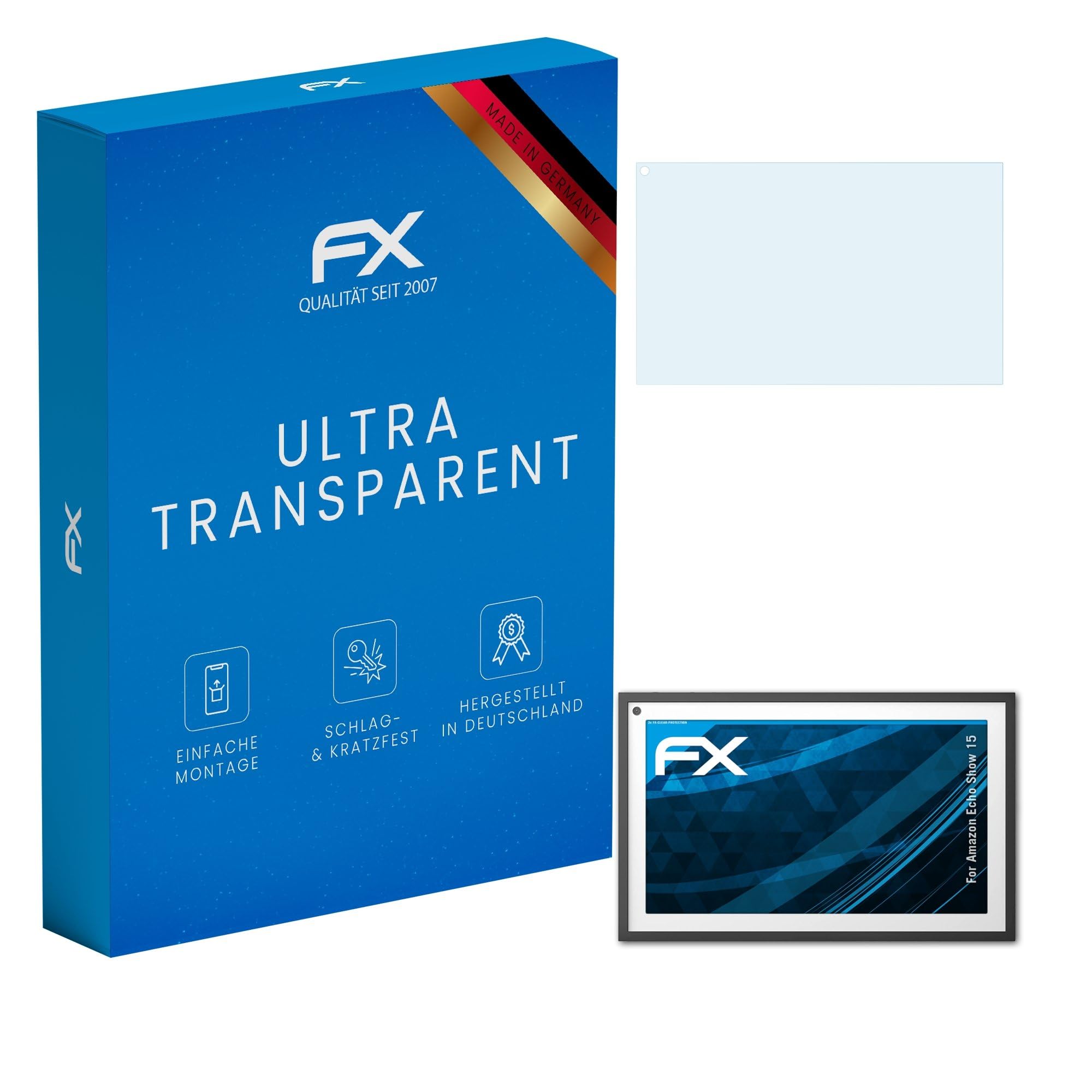 atFoliX Lámina Protectora de Pantalla compatible con Amazn Echó Show 15 Película Protectora, ultra transparente FX Protector Película (3X)