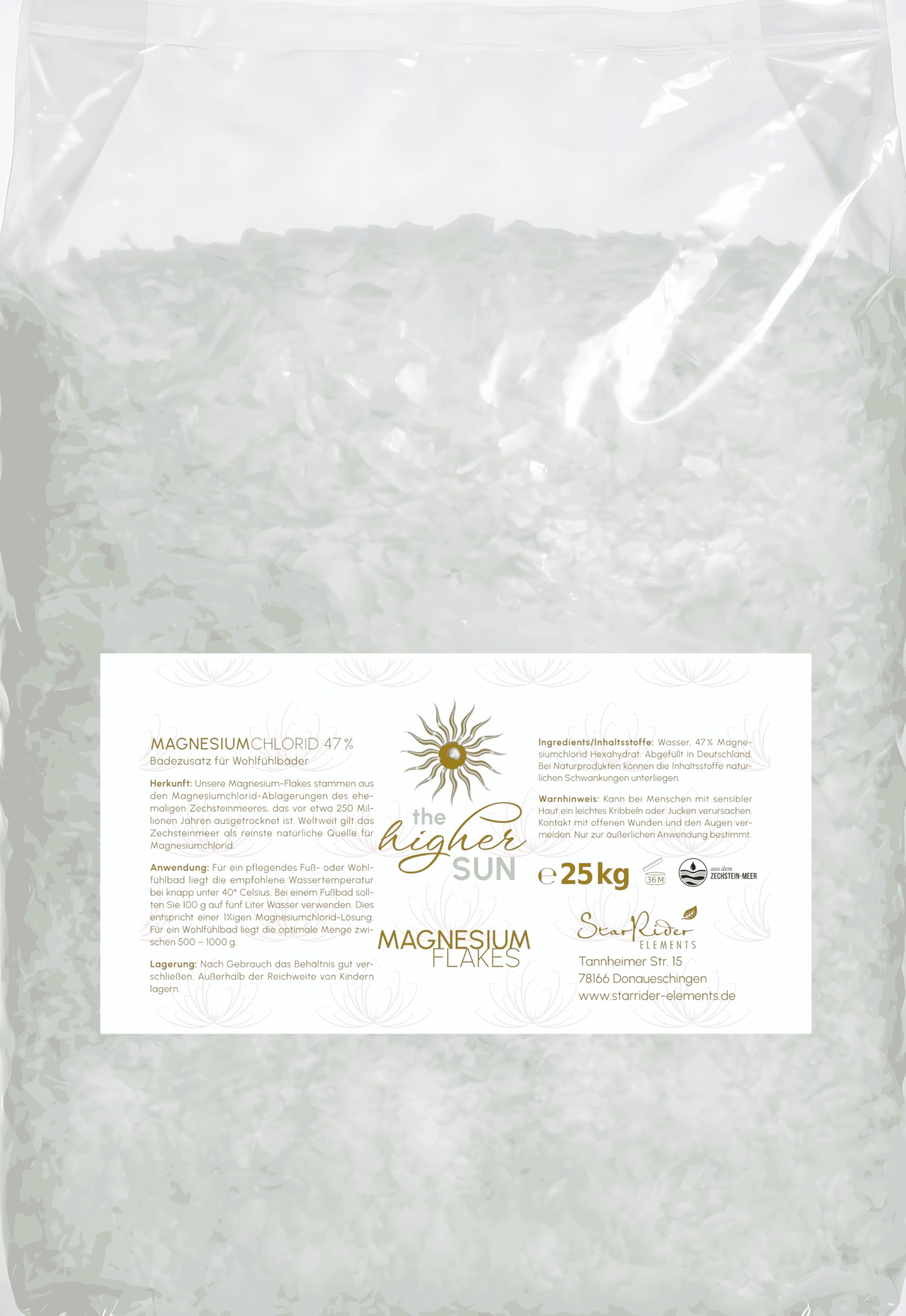 Original StarRider Elements Zechsteiner Magnesium Flakes (Magnesiumchlorid) 25 kg Sackware (aus dem Zechsteinmeer)