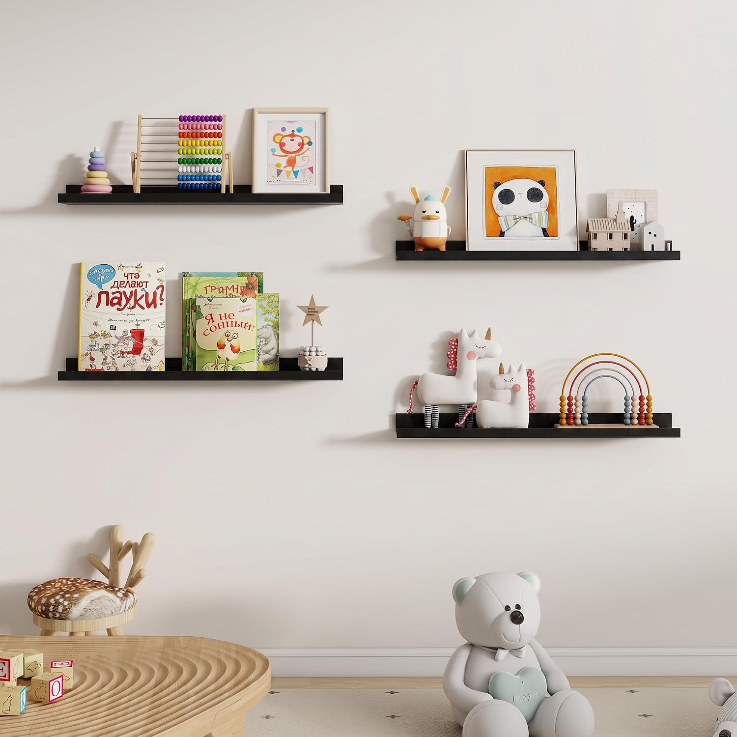 Dreamland Picture Ledge Shelf for Wall, Floating Shelves Set of 2,30 inch Long Floating Shelves with Lip for Living Room,Bedroom,Bathroom,Kitchen,Black