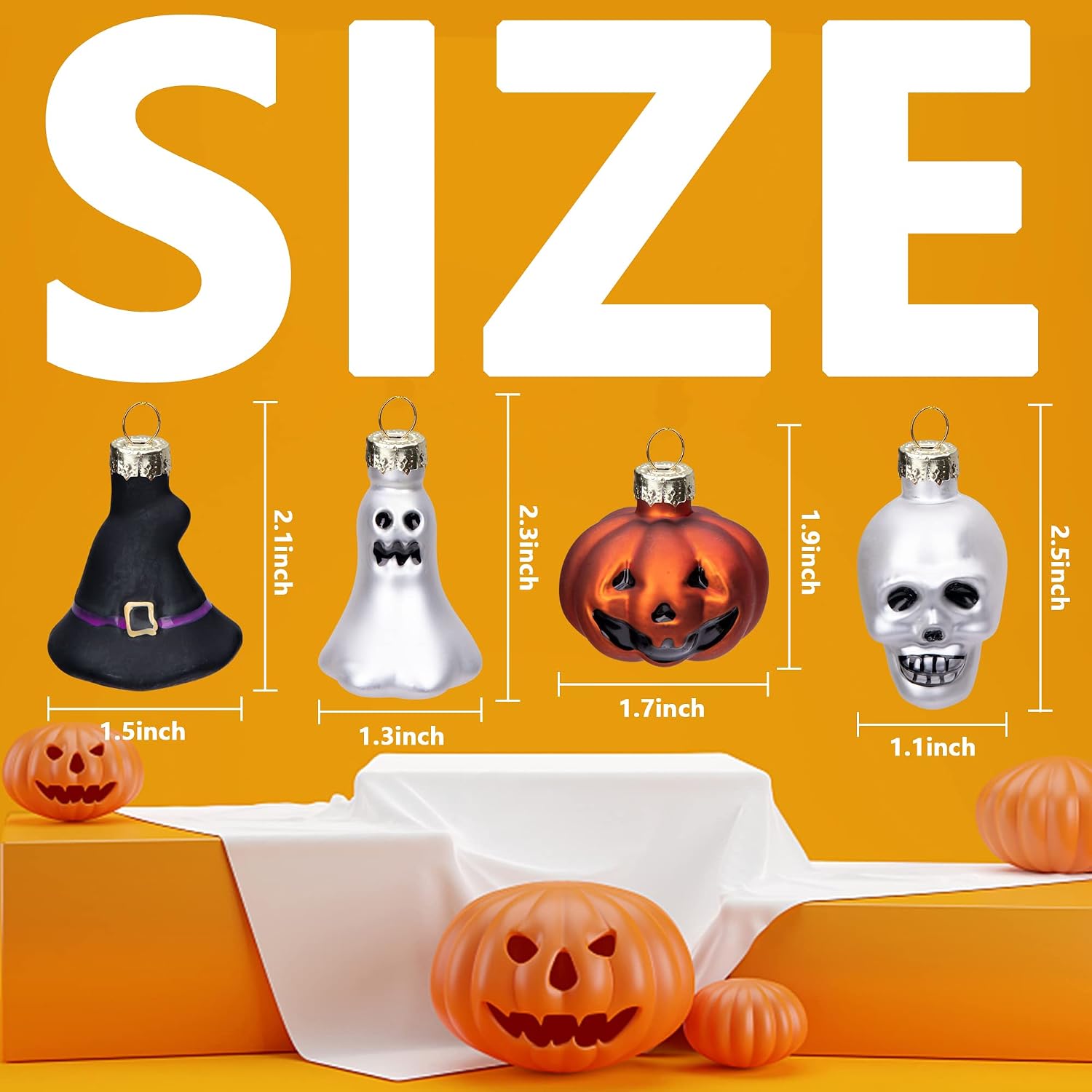 12 Pcs Halloween Glass Hanging Ornaments for Tree, Halloween Glass Decor