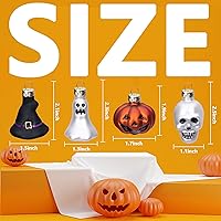 Vista 2 de Watayo 12 PCS Adornos de Vidrio de Halloween, Decoraciones de Halloween Adornos de Vidrio Soplado con Calabaza Fantasma Cráneo Sombrero de Bruja