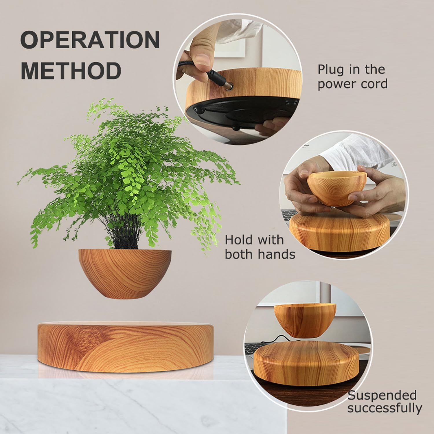 Floating Magnetic Levitating Flower Pot Bonsai Air Plant Pot Planter Potted for Home, Office & Desk Decor Gift