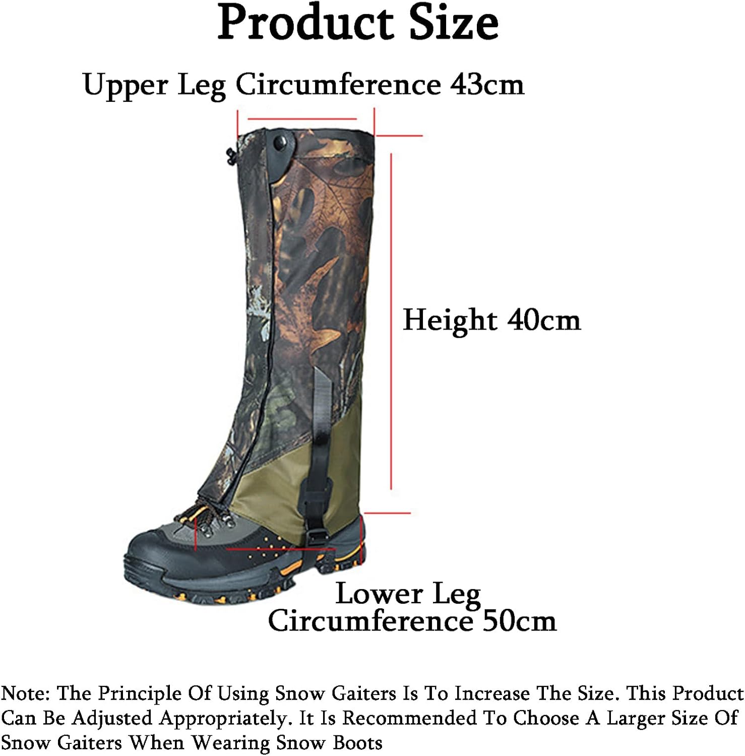 Leg Gaiters,Outdoor Adventure Shoe Covers,Lightweight and Breathable Snow Gaiters,Suitable for Hiking Mountaineering Skiing