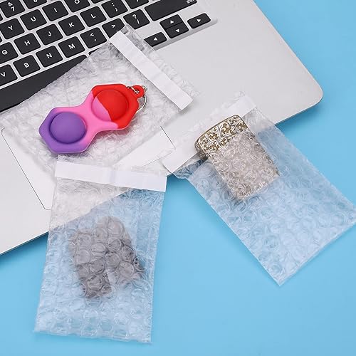Miniatura 6 de Paquete de 100 bolsas de burbujas pequeñas de 3.15 x 4 pulgadas, bolsas de burbujas autosellantes, bolsas de amortiguación de burbujas de doble