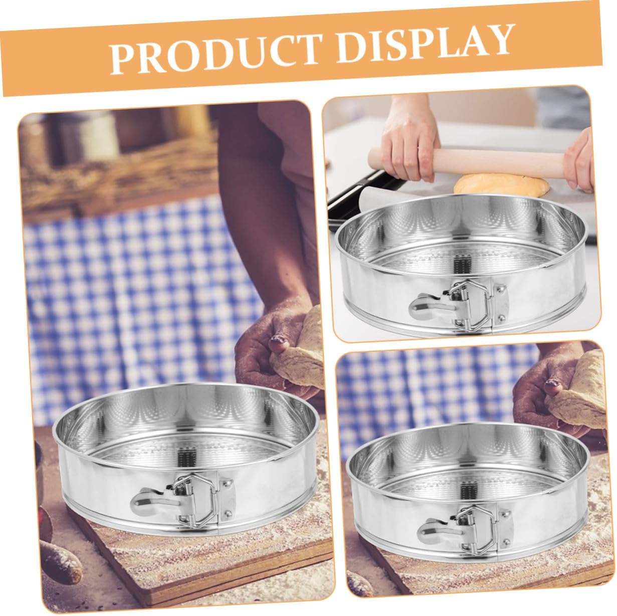 9-inch 304 Stainless Steel Springform Cake Pan Featuring Locking Mechanism and Removable Bottom for Cheesecake Baking, Even Heat Distribution, Kitchen Bakeware Tool for Home Use