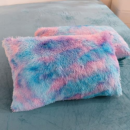 Miniatura 4 de Mengersi Juego de funda de edredón de felpa de pelo sintético, lanudo y esponjoso, funda de edredón de terciopelo de cristal ultra suave con fundas