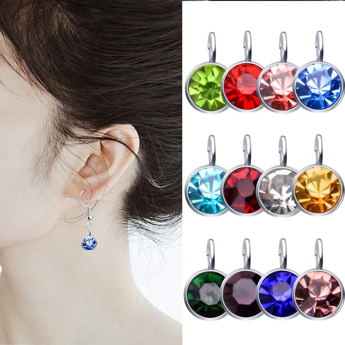 Aylifu Birthstone Charms Crystal Pendant Charms 12 Months Birth Charms for Necklace Bracelet Earring