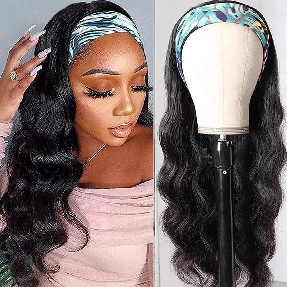 Perücke Mit Stirnband Echthaar Schwarz 22 Zoll Headband Wig Human Hair Body Wave Perücke Damen Echthaar Perücke Wear And Go Glueless Wigs Human Hair Brazilian Virgin Human Hair Wigs For Black Women