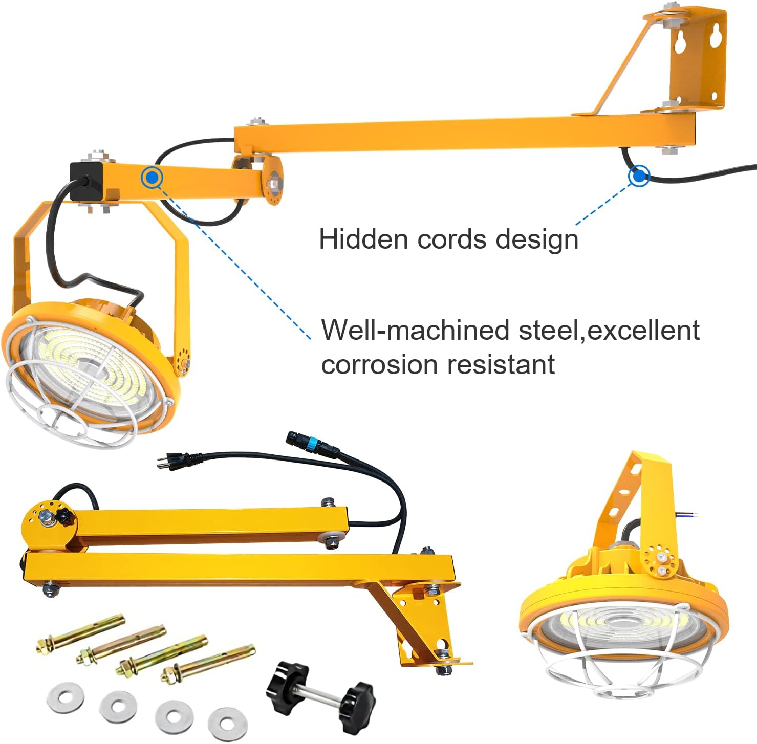30W LED Loading Dock Lights with 40'' Swing Single Folding Arm, 4200LM 360° Rotatable Lamp Head, 5000K IP65 Rated UL Certified Heavy fold wall Mounting Work Light for Warehouse, Docks, Container