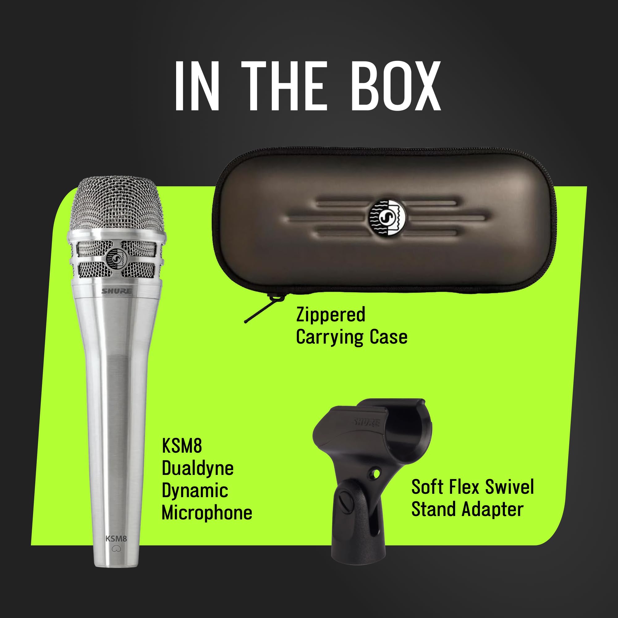 SHURE KSM8 ダイナミックマイク ケース ウインドスクリーン ホルダー付 フ*ス様 KSM8 SHURE ダイナミックマイク シルバー ケース付き 【公式通販】