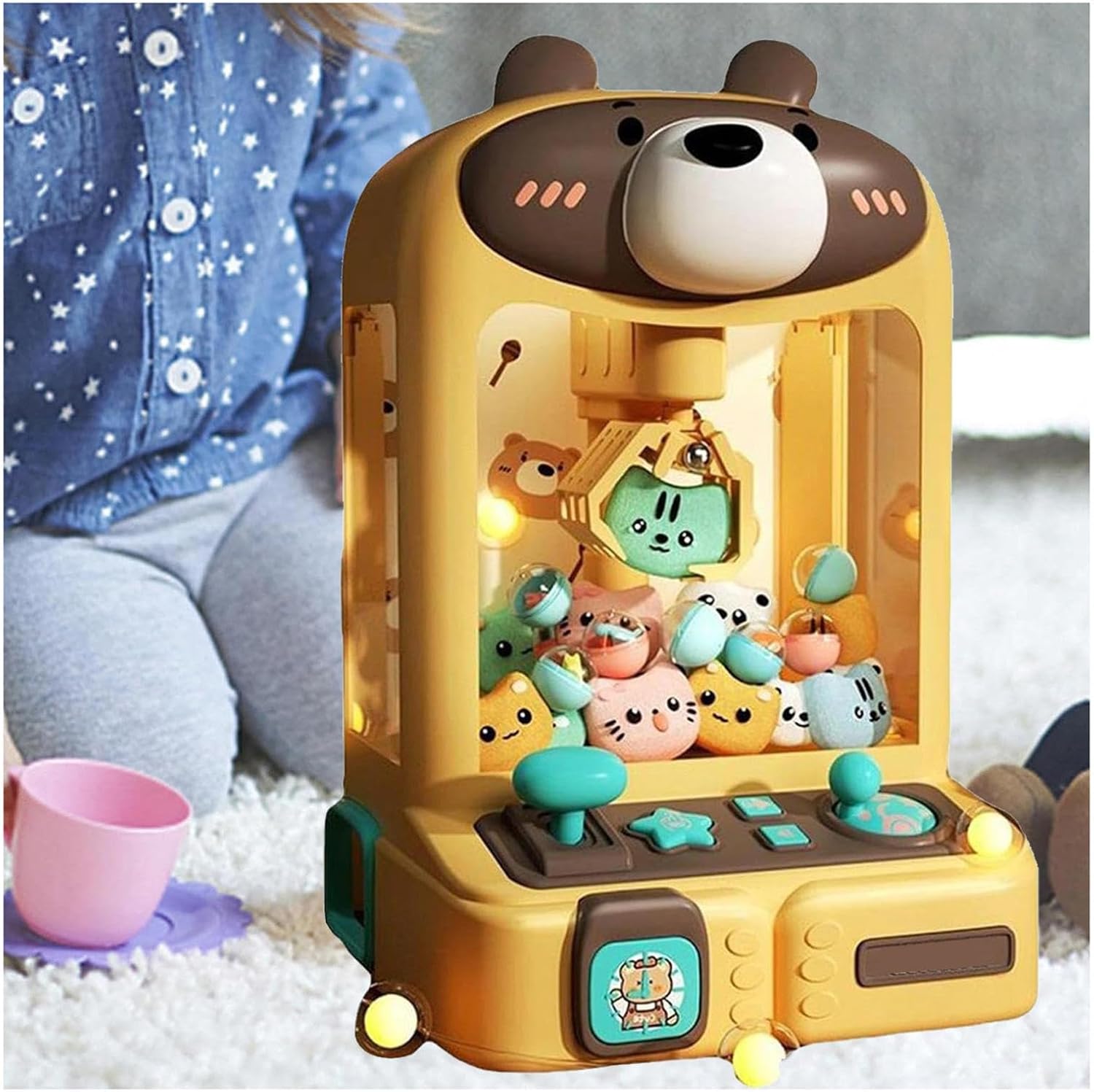 クレーンゲーム オモチャ, ユーフォーキャッチャー 2つの電源モード、USBケーブル付き、音楽と照明付き ， クレーンゲーム 業務用