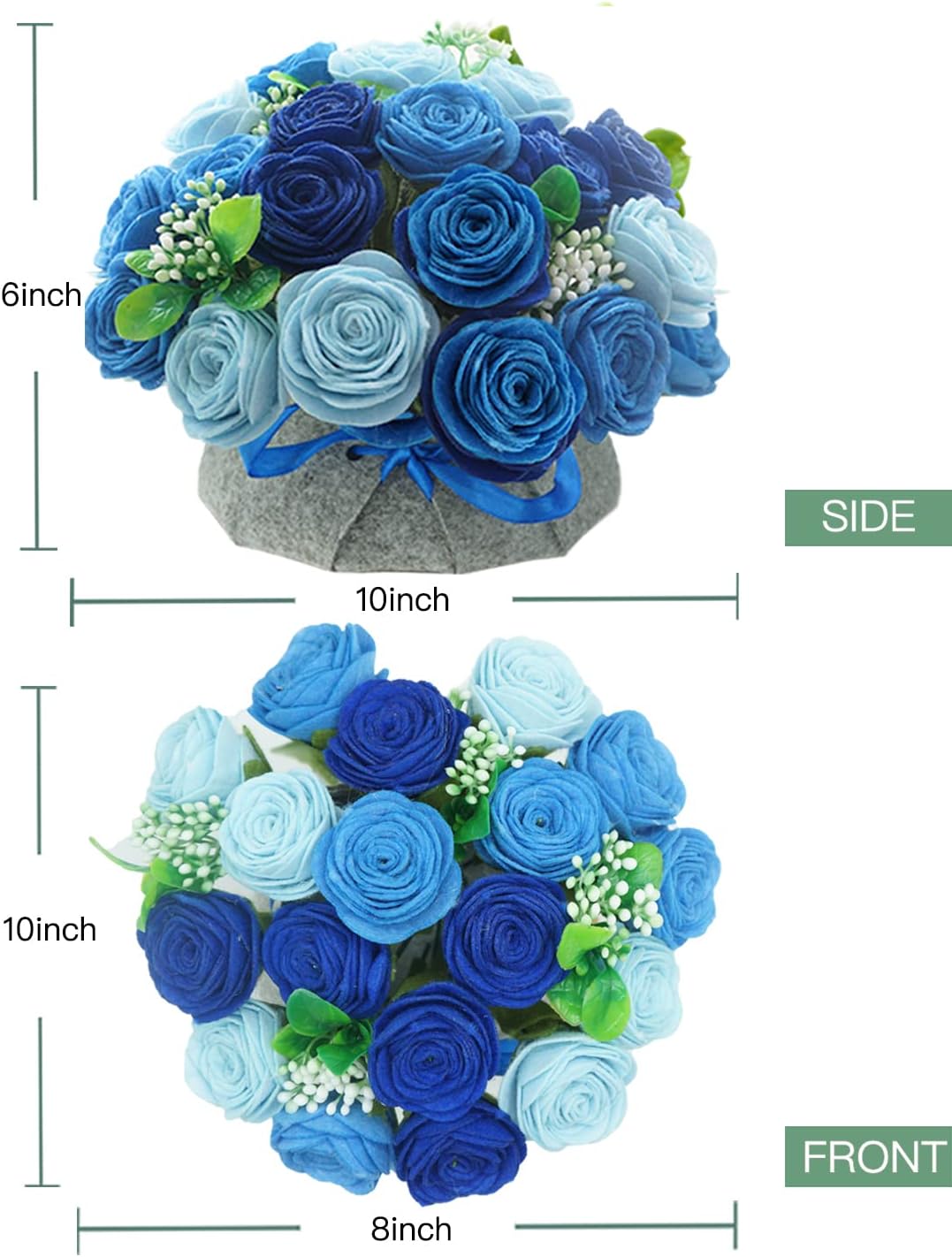 BAZIMA DIY Felt Flower Art Craft Kit, Blue Rose Pot Bonsai Kit, Floral Gifts, Beginner Craft Kit, Arrange Pre-Cut Flowers and Foliage