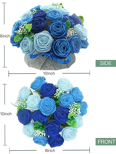 Miniatura 5 de BAZIMA - Kit de manualidades de flores de fieltro, kit de bonsái de maceta de rosas azules, regalos florales, kit de manualidades para