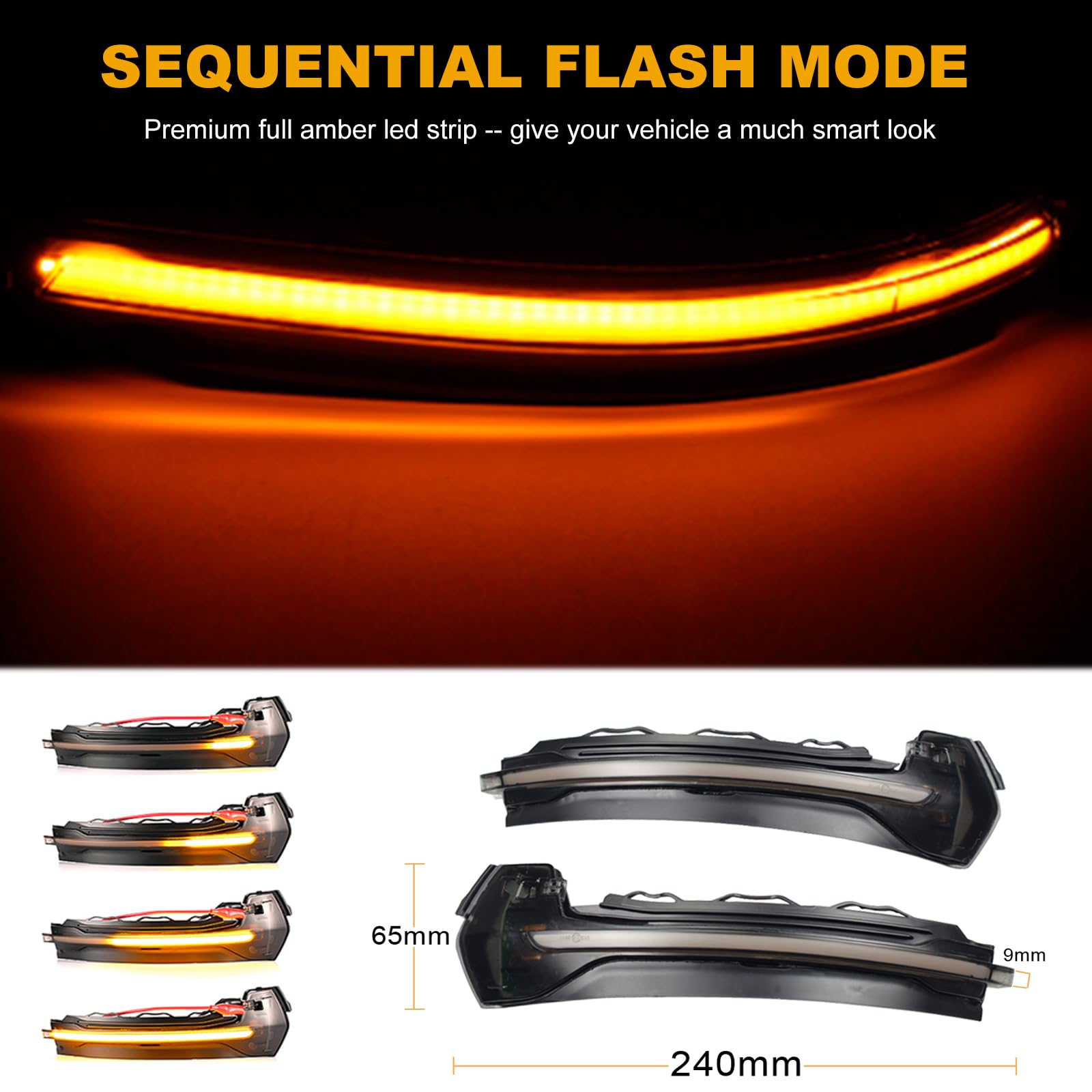 1 Par Luces de giro indicadoras intermitentes dinámicas para A-udi A3 8V S3 RS3 2013-2020 (Transparent)