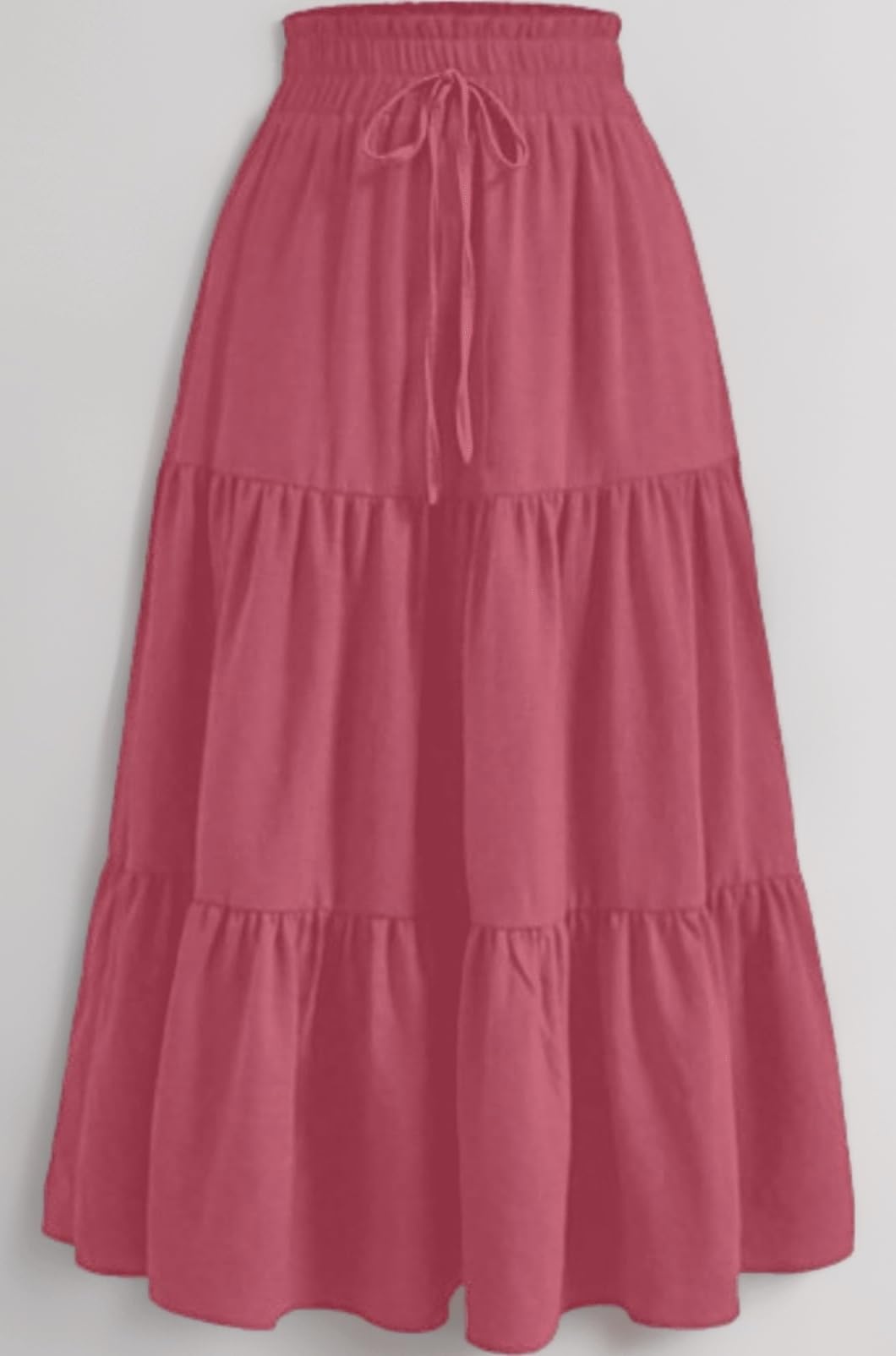 Aahwan Women's Polycotton Maxi Solid Tiered Ruched Elastic Waist Skirt
