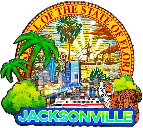 Imán de madera para nevera de Jacksonville, Florida, Estados Unidos, monumentos 3D, viajes, coleccionables, recuerdos, decoración hecha a mano -1369
