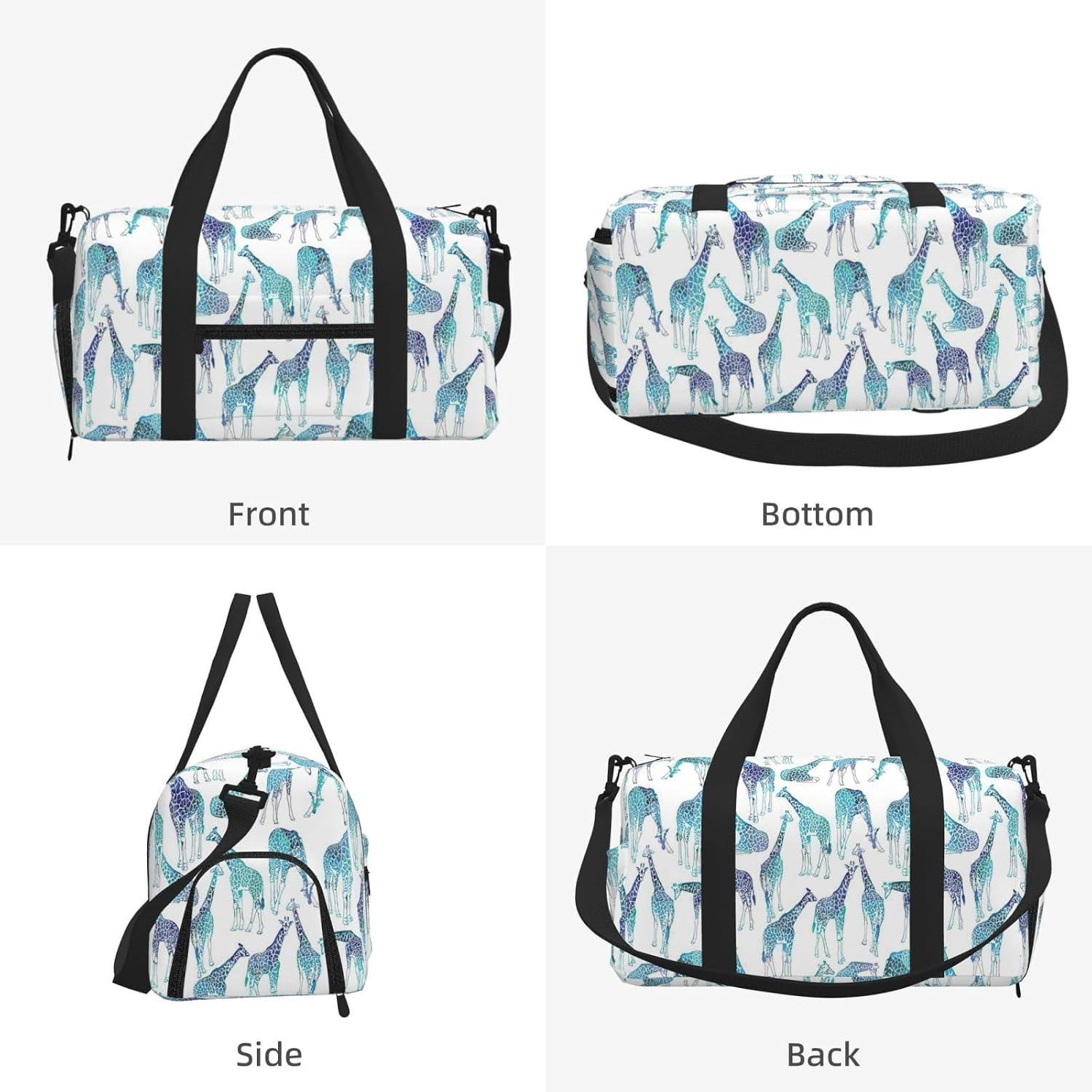 Giraffe Pattern Print Handheld Sports Luggage Unisex Crossbody Bag Travel Weekend Fitness Workout image 2