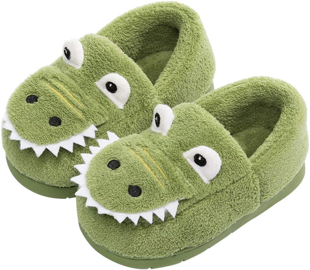 FCTREEBoys Girls Warm Dinosaur House Slippers Toddler Kids Fuzzy Indoor Bedroom Shoes