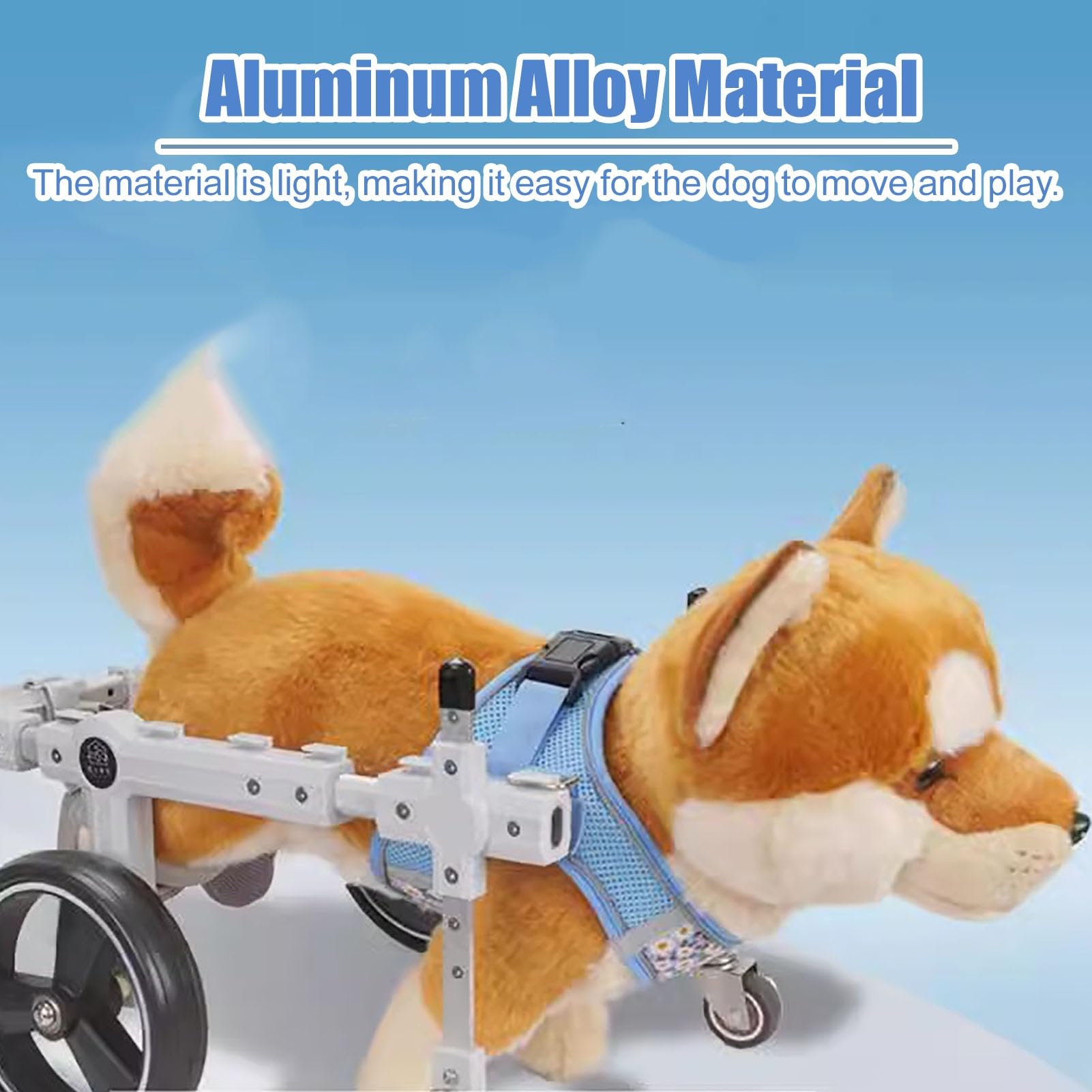Silla de ruedas ajustable para perros con 2/4 ruedas para soporte de pierna trasera, soporte de cadera para displasia de cachorros y debilidad, cómoda ayuda de movilidad para perros (dos ruedas