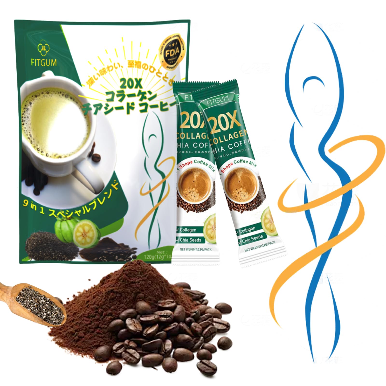 Amazon.co.jp: FITGUM チアシード 入り インスタントコーヒー 12g×10袋