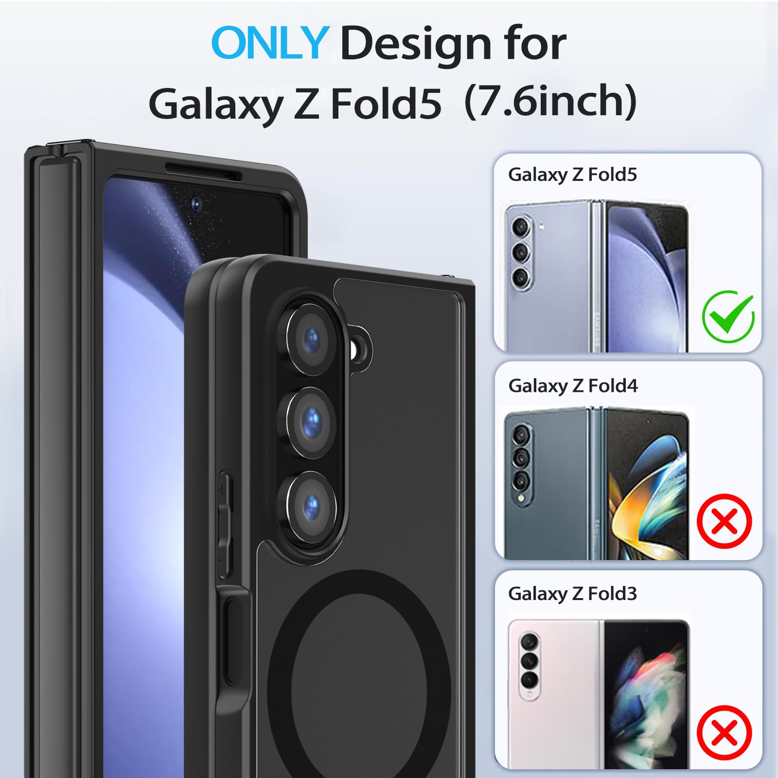 HikerClub Magnetic Case for Galaxy Z Fold 5 5G, Compatible with 