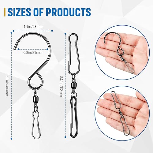 Miniatura 2 de Jetec 20 ganchos giratorios giratorios de viento de 360 grados, doble hilado, suministros de campanilla, ganchos giratorios para colgar con caja de