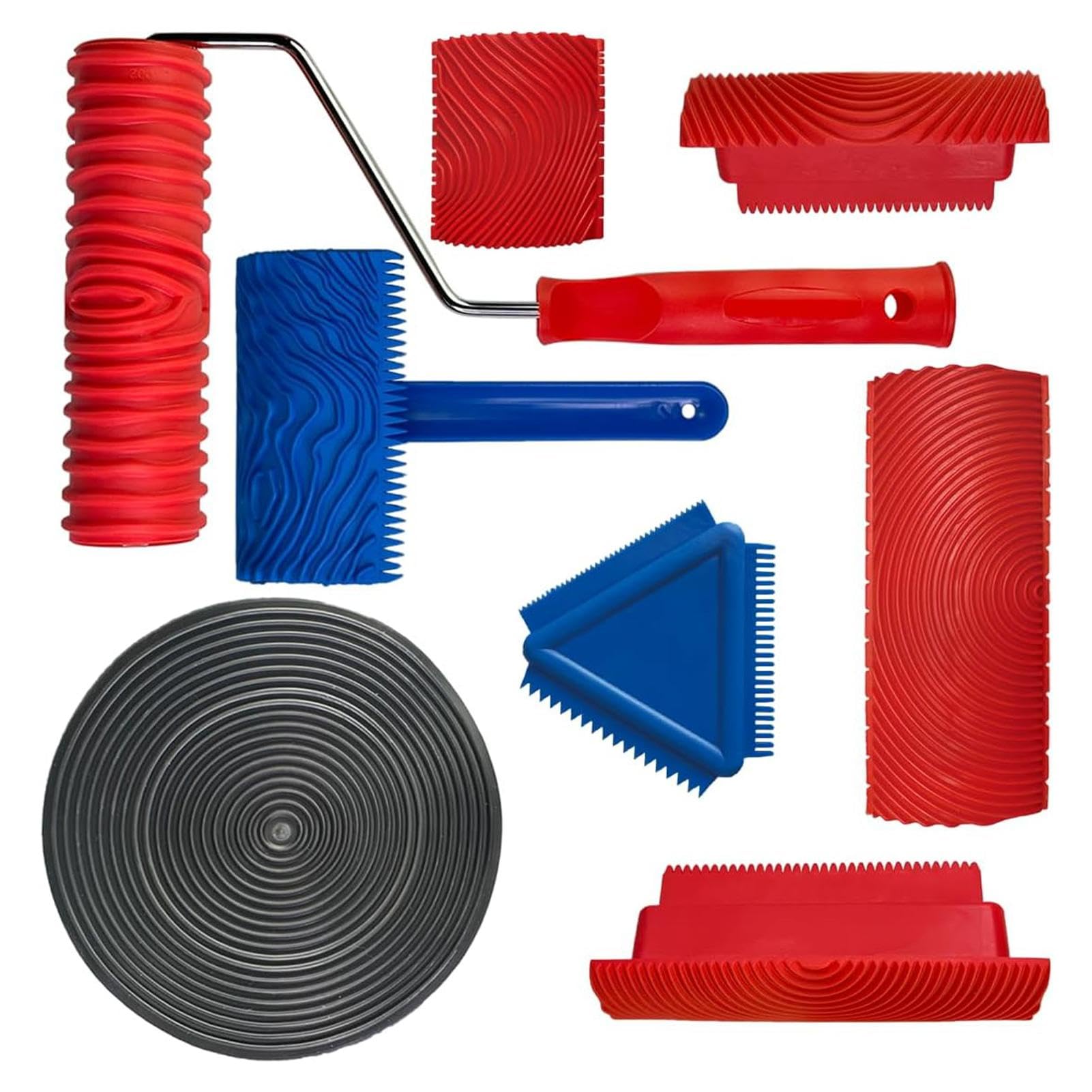 Outil de grain de bois pour peinture rouleau imitation en caoutchouc souple lot de 8 pièces
