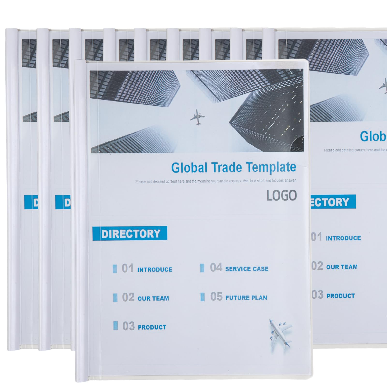 10 Pack A4/Letter Clear Plastic Report Covers with Sliding Bar, 70 Sheet Capacity, Presentation Folders for School Projects, Office Documents & Business (White)