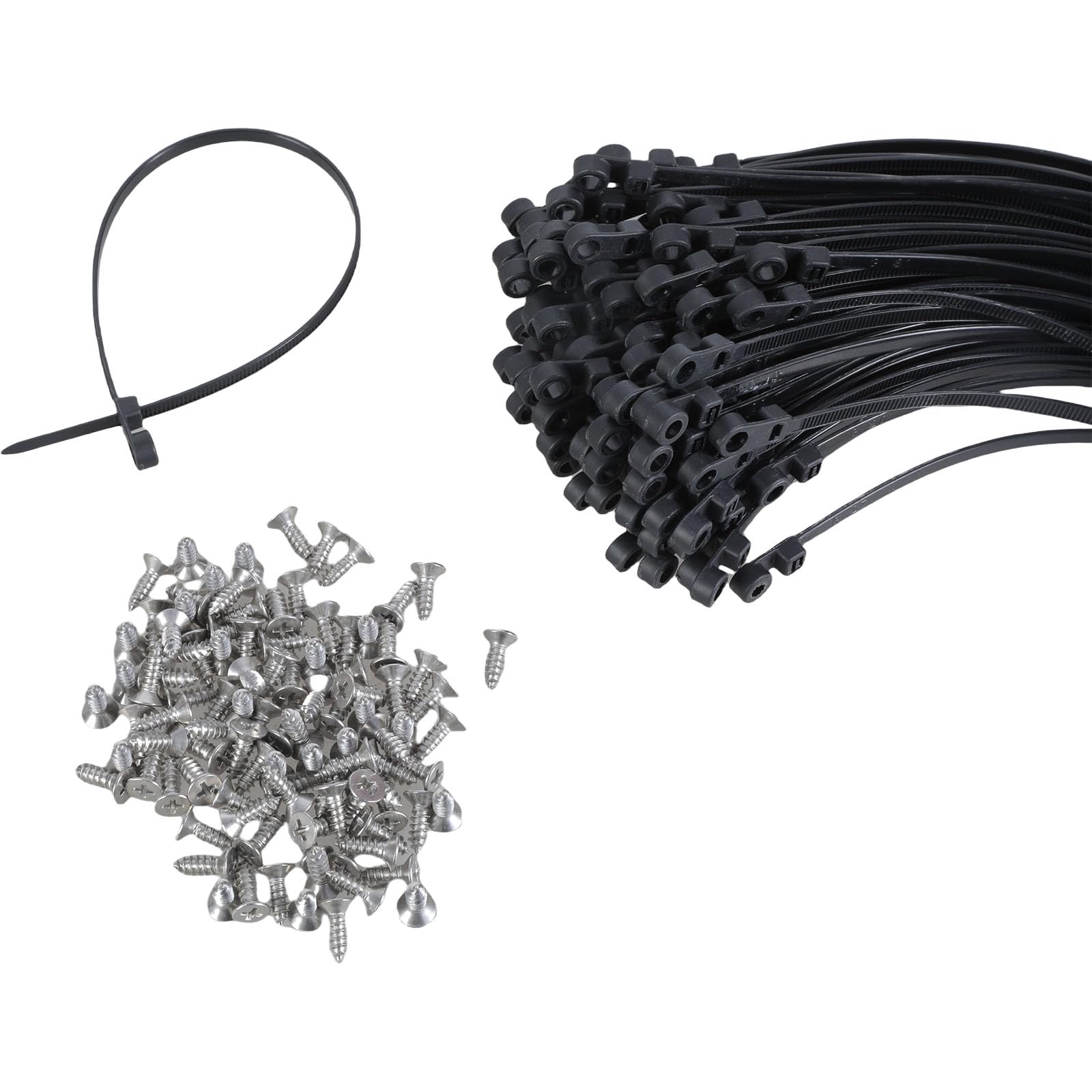 Woedpez Black 100Pcs 12 Inches Ties Cable With Screw Mounting Hole Nylon For Outdoor & Industrial Use