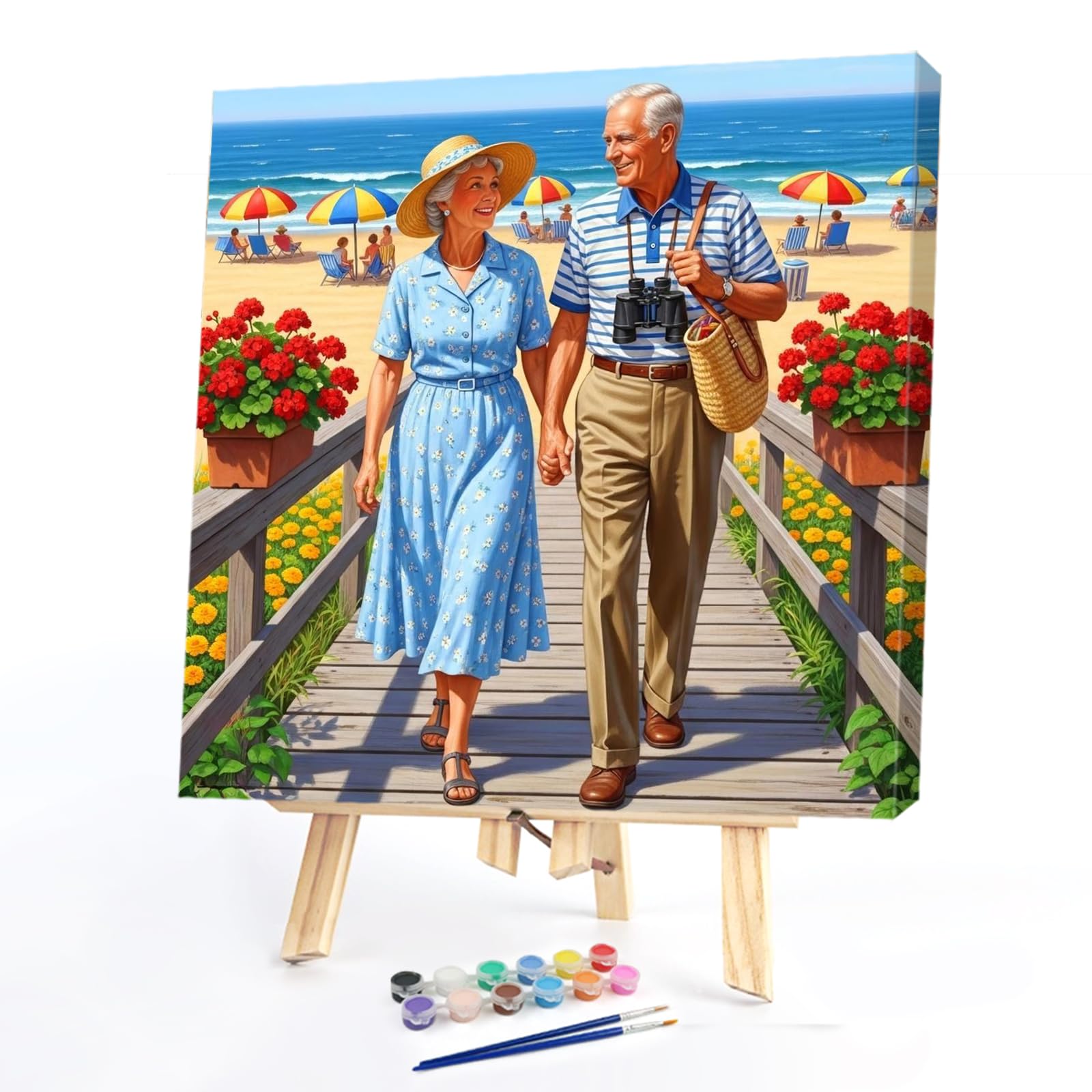 Kexpery Painting by Numbers Kit for Senior Adults 40x40cm Frameless Canvas Painting Easy to Make Home Decoration