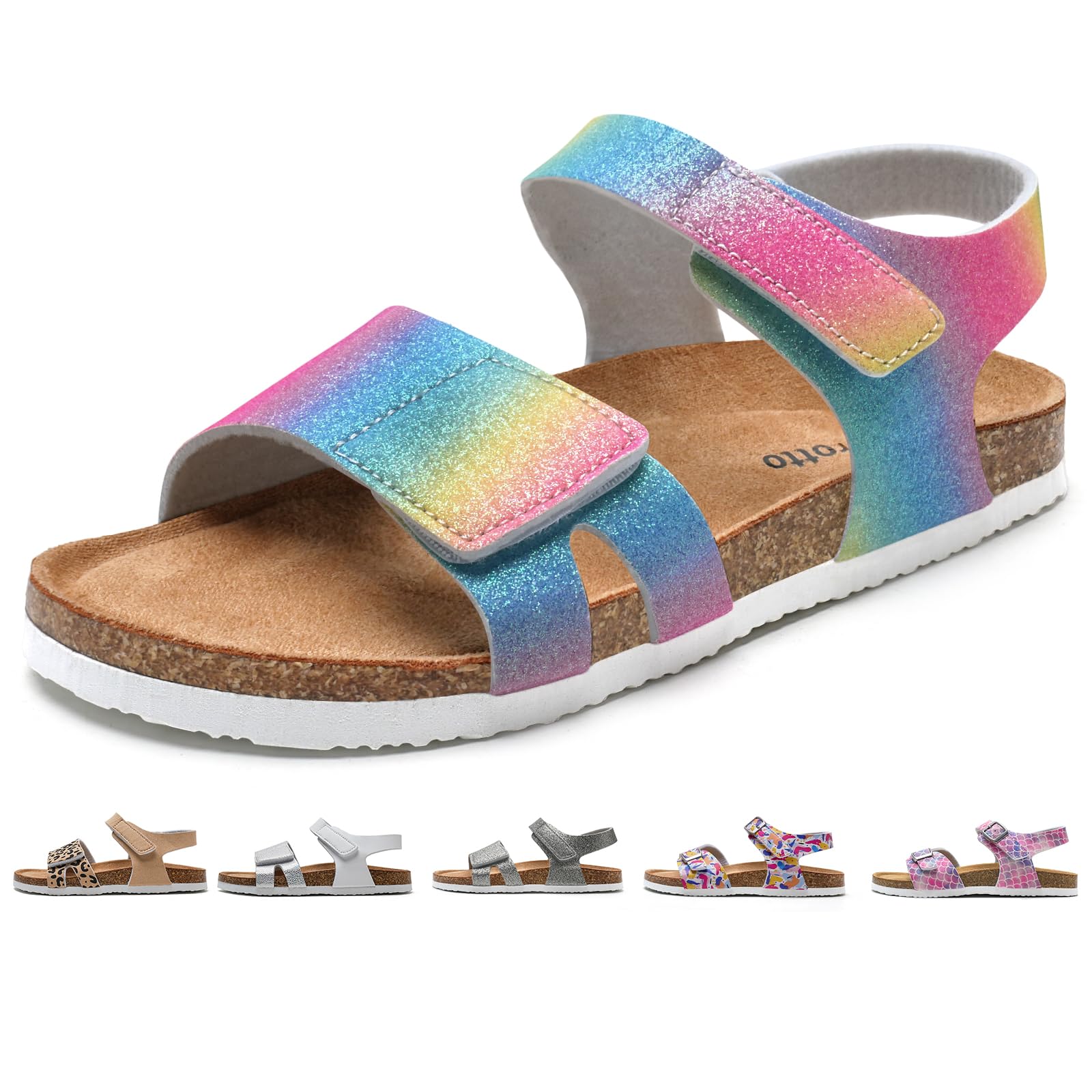 Torotto Sandalen Mädchen Jungen Mit Kork Sandals Kinder Pantoffeln Riemen Verstellbare Schnalle Rutschfeste Mit Klettverschluss Sandaletten für Drinnen und Draußen