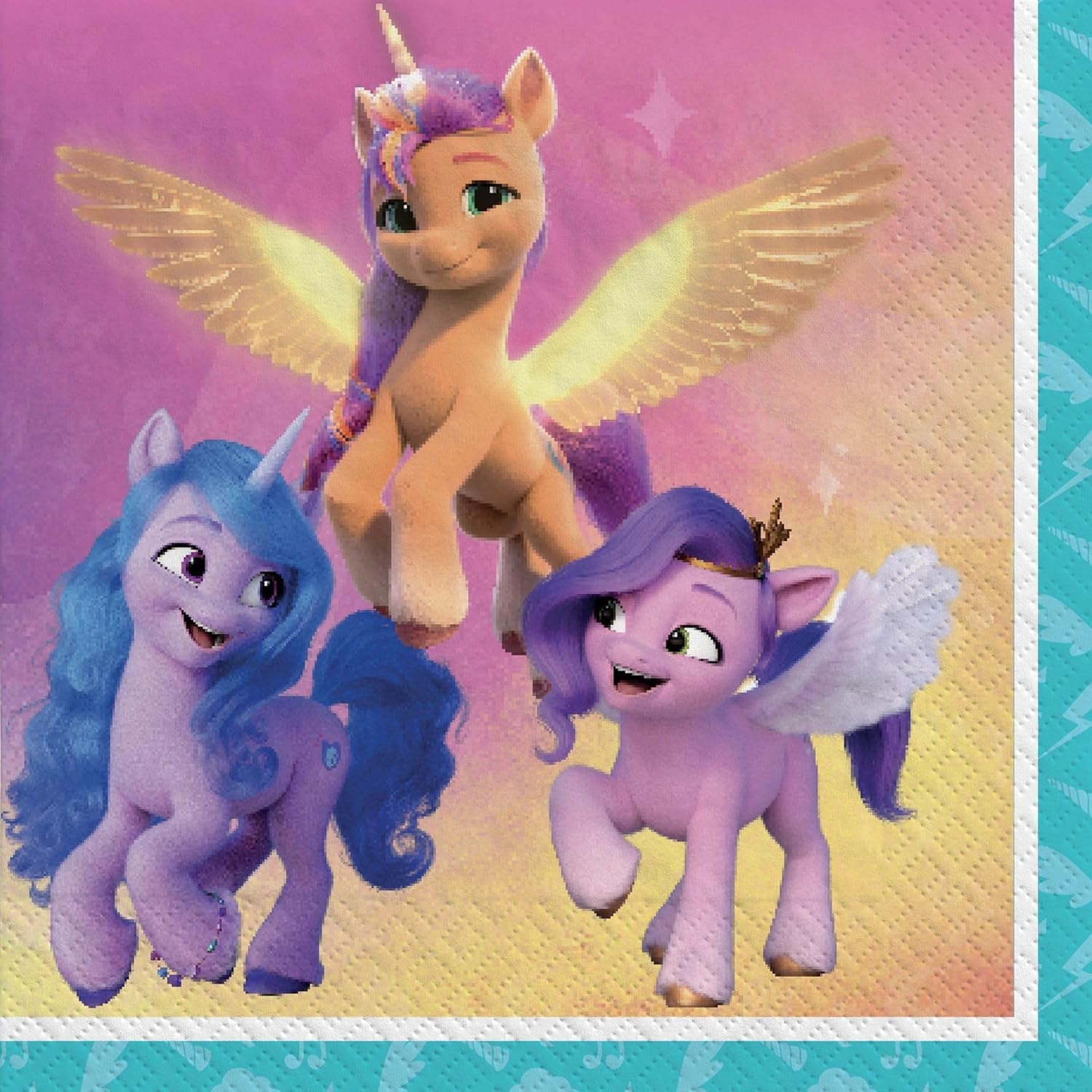 My Little Pony Birthday Party Supplies Decoration Bundle Pack Includes 16 Paper Plates, 16 Napkins, 1 Table Cover, 1 Happy Birthday Banner
