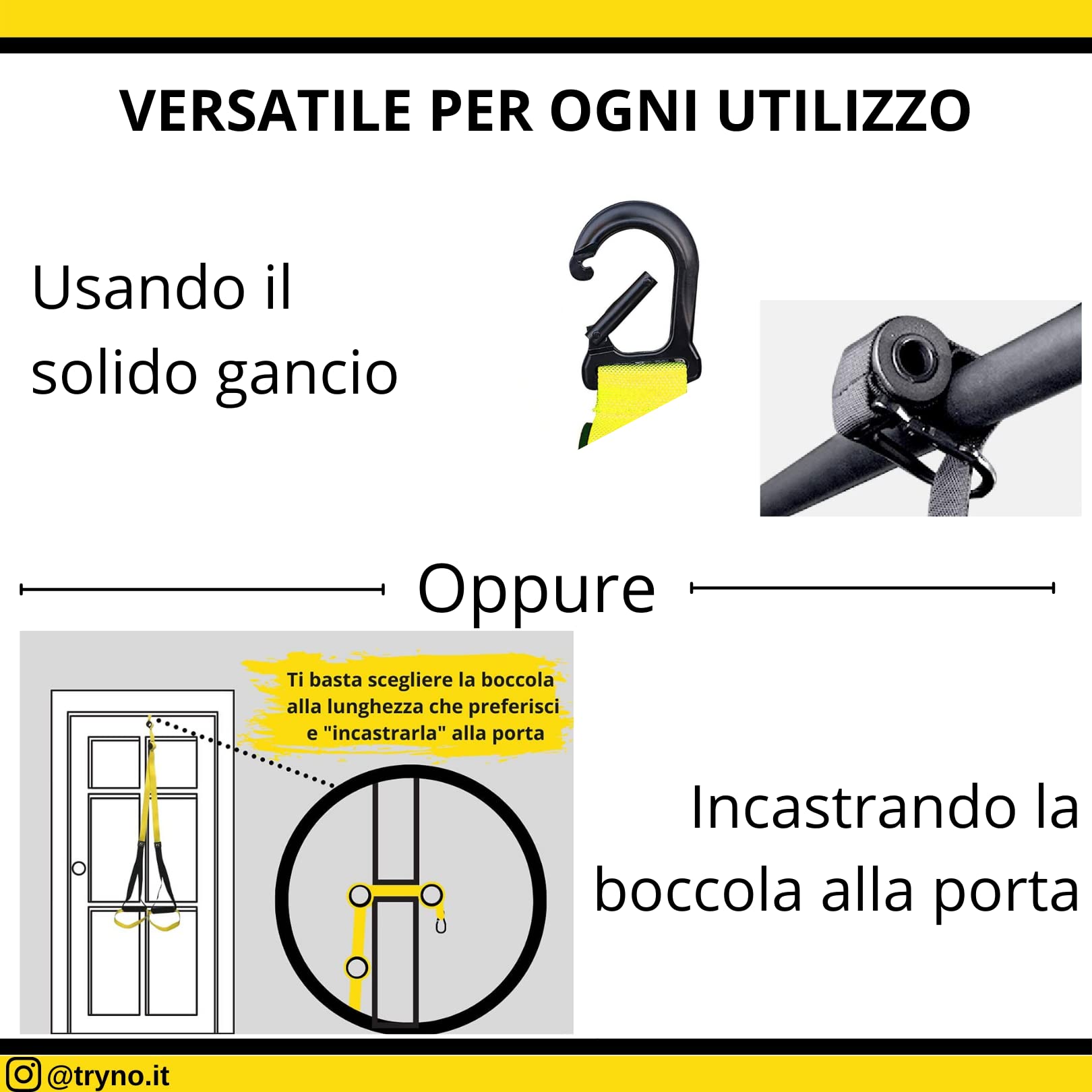 TRYNO TRX ITALIANO, Trx Fitness Da Casa, Suspension Training per Tutto il Corpo, Allenamneto in sospensione, Trx Elastico Fitness, Cinghie Sospensione +Zaino