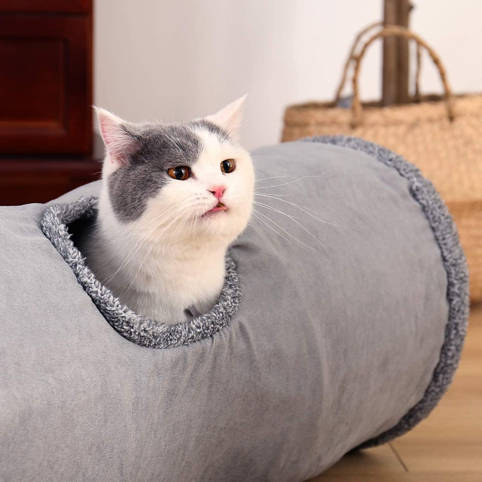 Túnel de Juguete para Gatos, Juguete Plegable Túnel de Gato, Túnel para Mascotas, con 2 Agujeros y Bola Suspendida (Dia30 * 1307 cm)