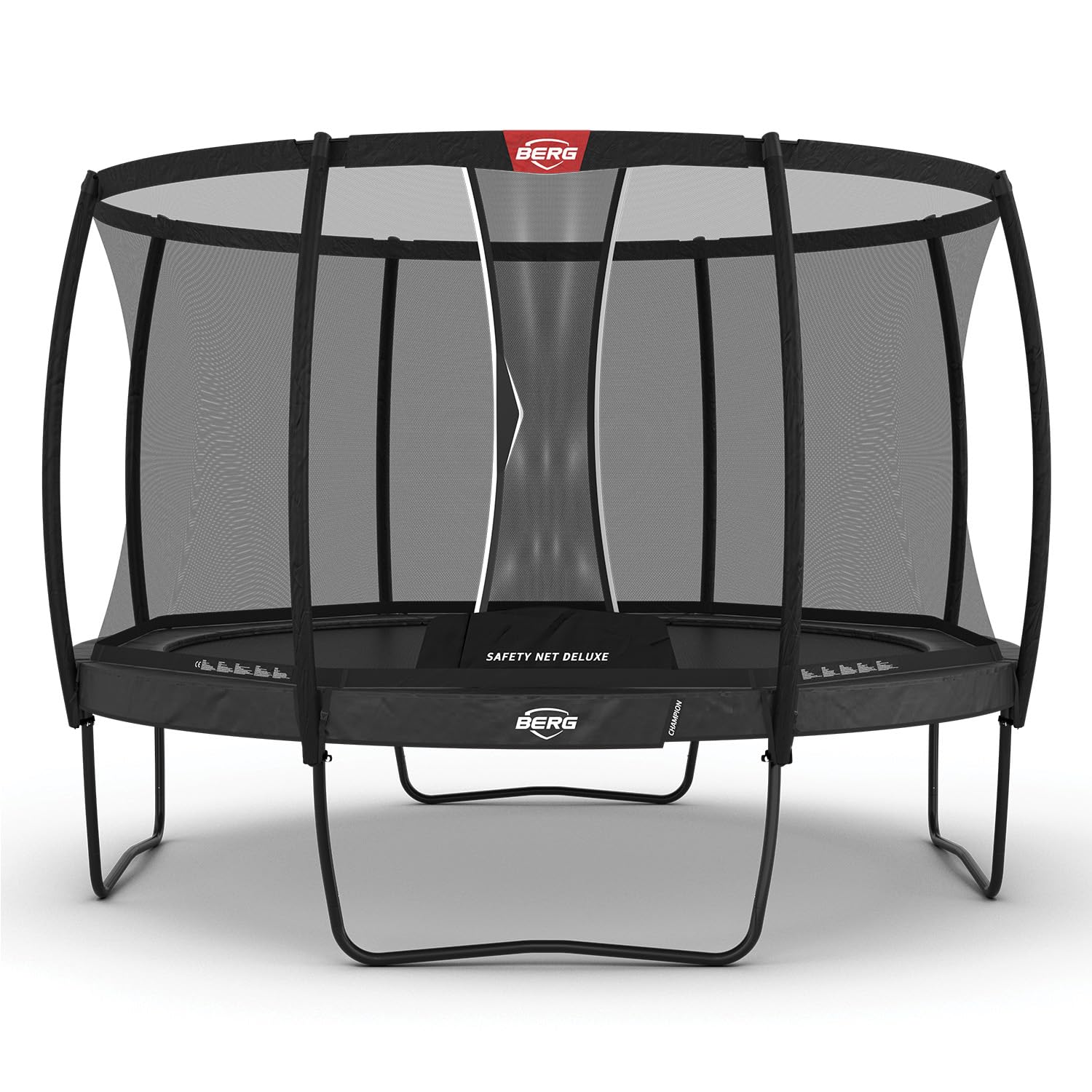 BERG Trampolin Champion Regular 430 – Deluxe Sicherheitsnetz, AirFlow Pro, TwinSpring-Federn