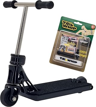 TAILWHIP PRO Finger Scooter with Ball Bearings No Wobble Design, Smooth Ride, Customizable Deck Stickers, Durable Metal Trick Scooter for Kids & Adults, Black