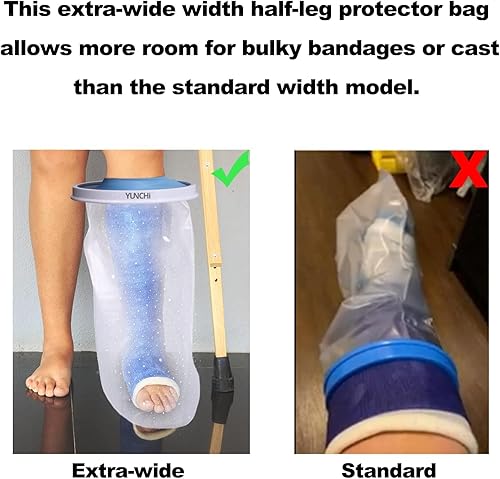 Miniatura 5 de YUNCHI Funda impermeable para ducha, protector extra ancho para piernas y pies para adultos, tamaño XL, se adapta a pantorrillas de 13 a 28 pulgadas