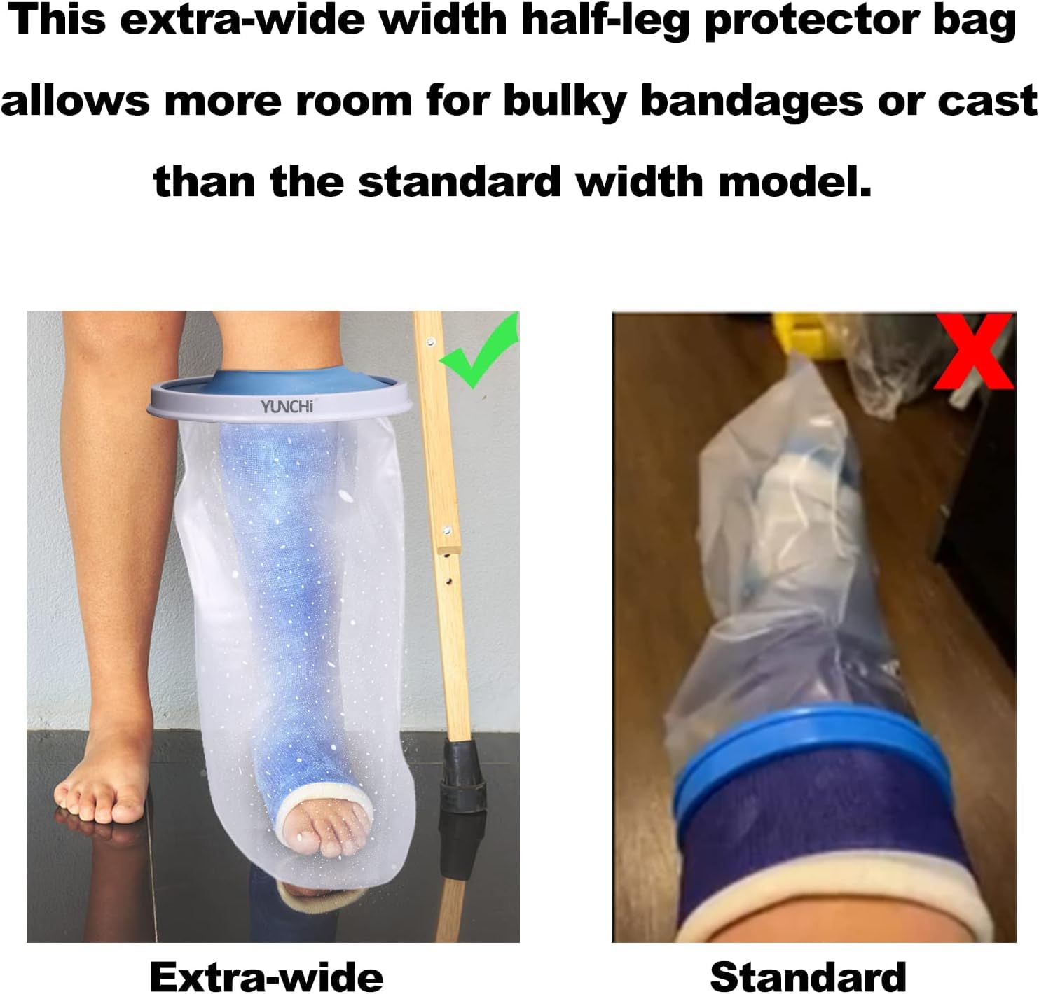 YUNCHI Funda impermeable para piernas extra anchas para adultos de ducha, protectores de pies herméticos extra grandes, XL, adultos, cirugía de pies, funda para botas para ducha (adulto XL pierna