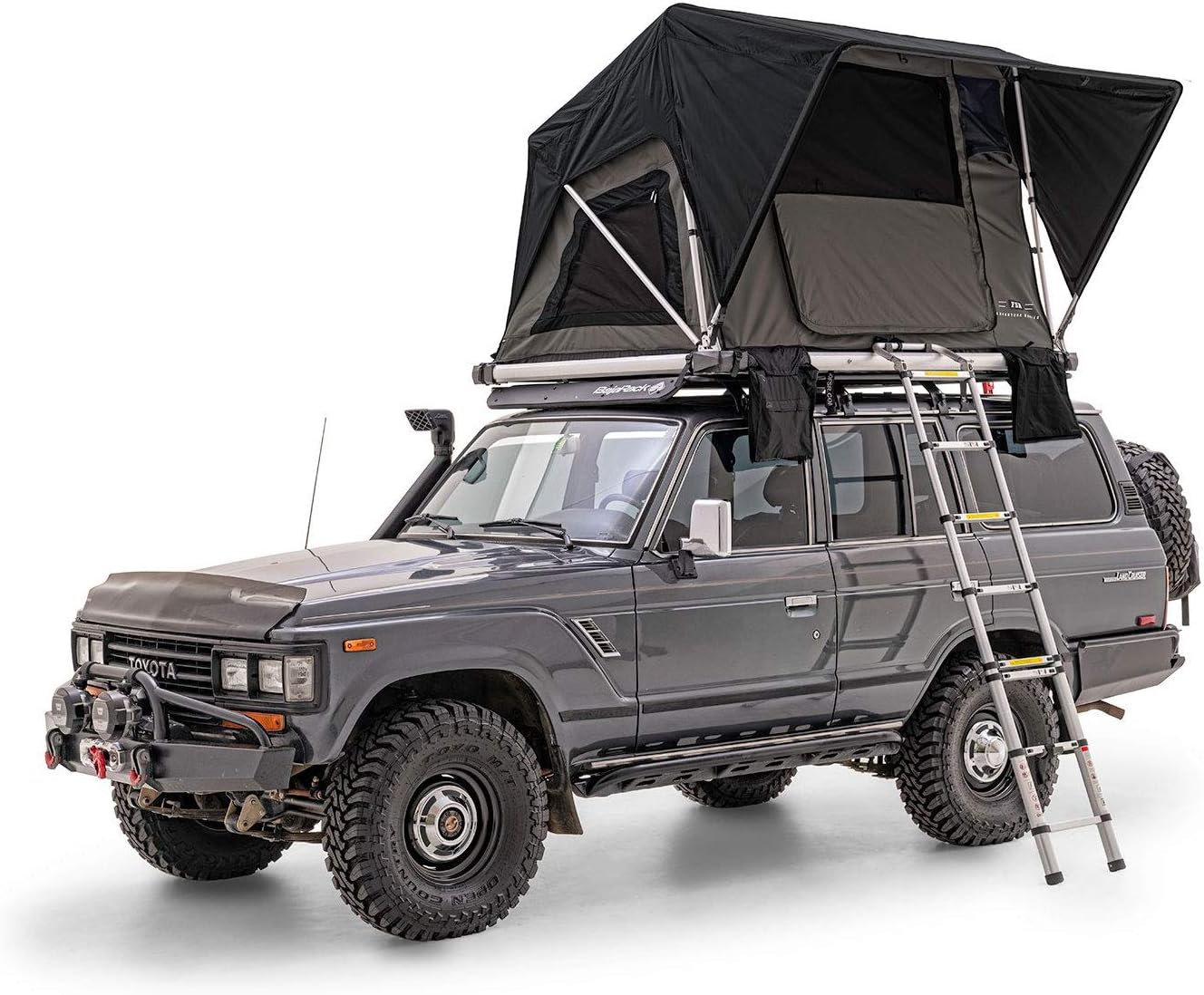 Free Spirit Recreation Adventure Series Manual 55" Roof Top Tent Tri-Layer Black Body/Black Fly/Grey Interior