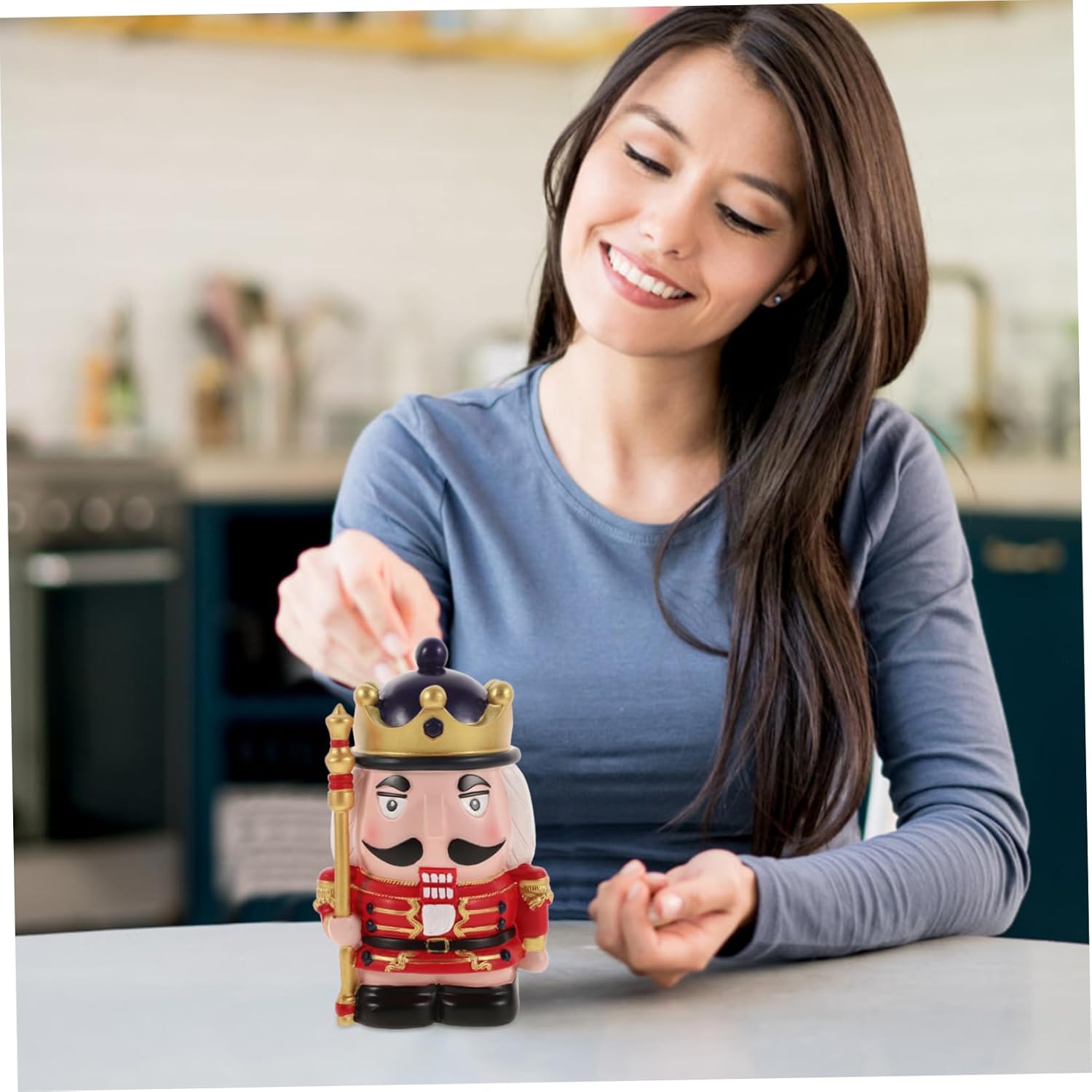 Nutcracker Piggy Bank for Boy Girl Cute Resin Holder for Boys Engaging Nursery Decor and Birthday Charming Money Box Design for Saving Fun