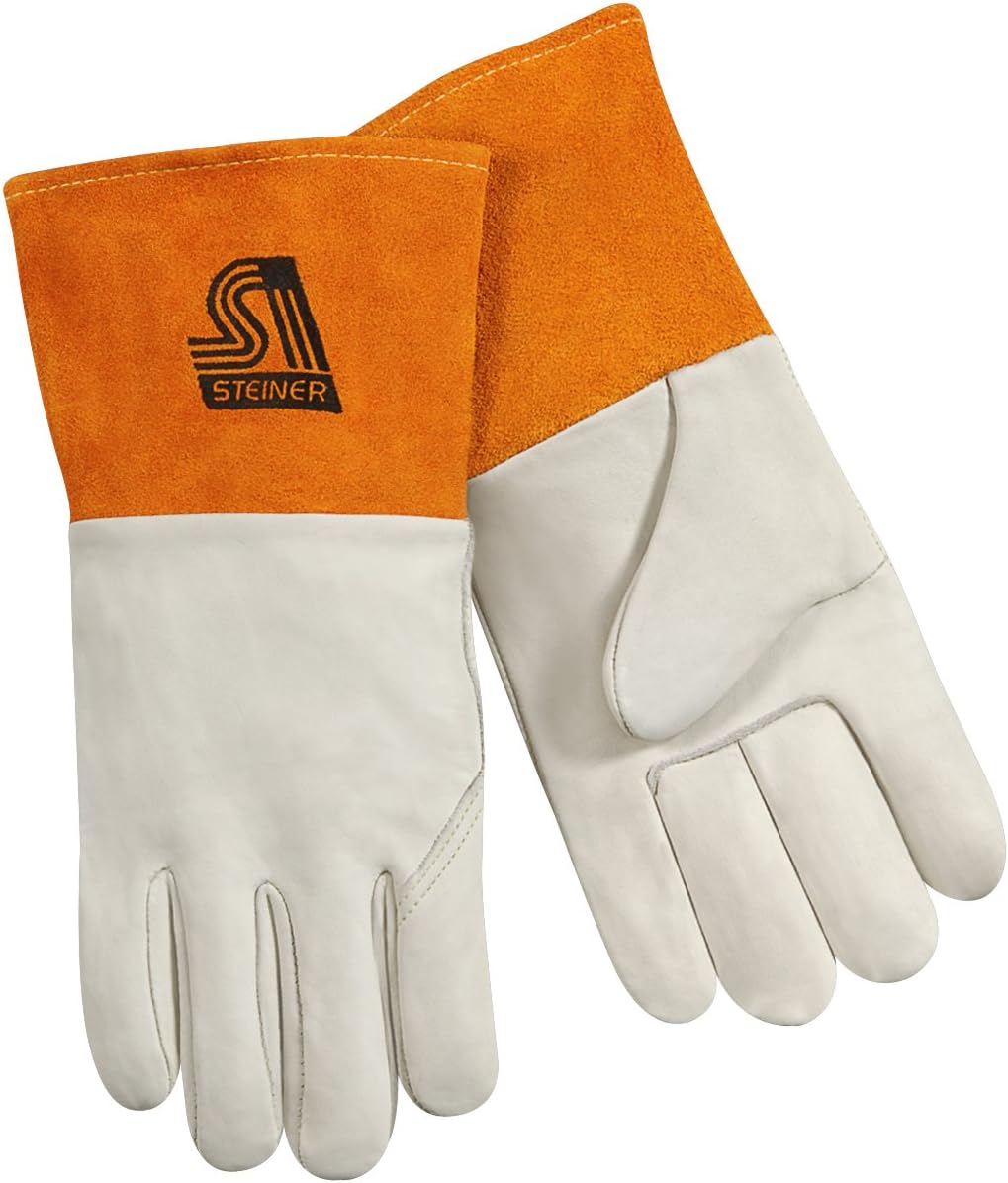 Steiner 0217-X MIG Gloves, Tan Grain Cowhide Unlined 4-Inch Cuff, Extra Large