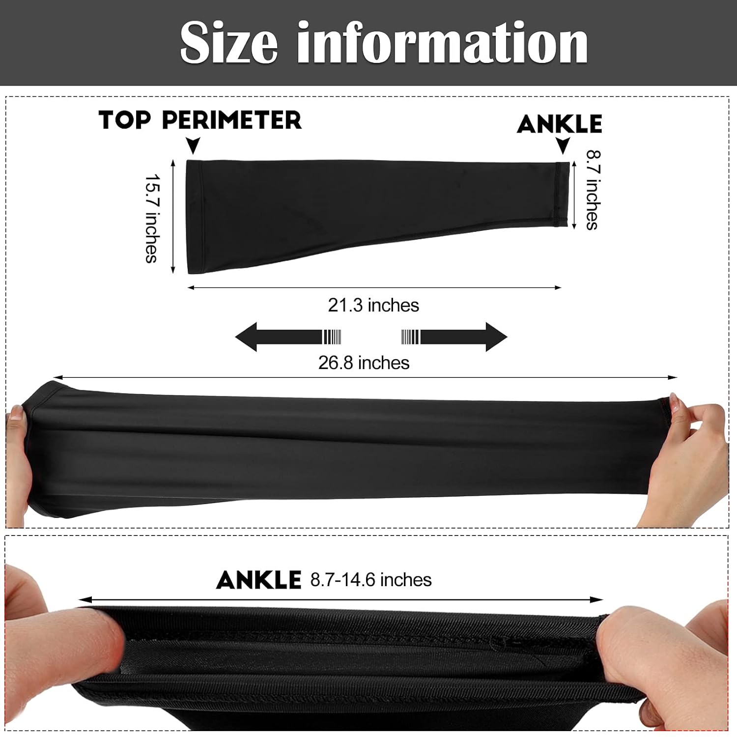 Sports Compression UV Long Leg Sleeves for Running Basketball Football Cycling and Other Sports for Men, Women, Youth (Black,8 Pieces): Industrial & Scientific