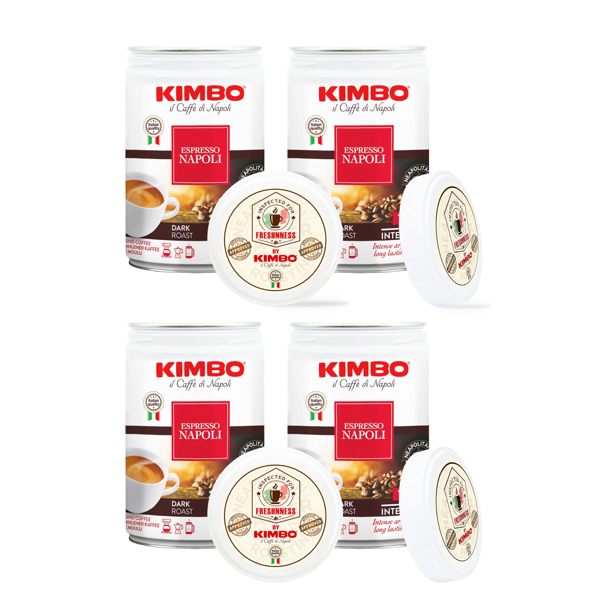 Espresso Napoli Ground Coffee | Dark Roast | 10/13 Intensity | Intense Aroma & Long Lasting Flavor | 8.8 oz Cans - Pack of 4