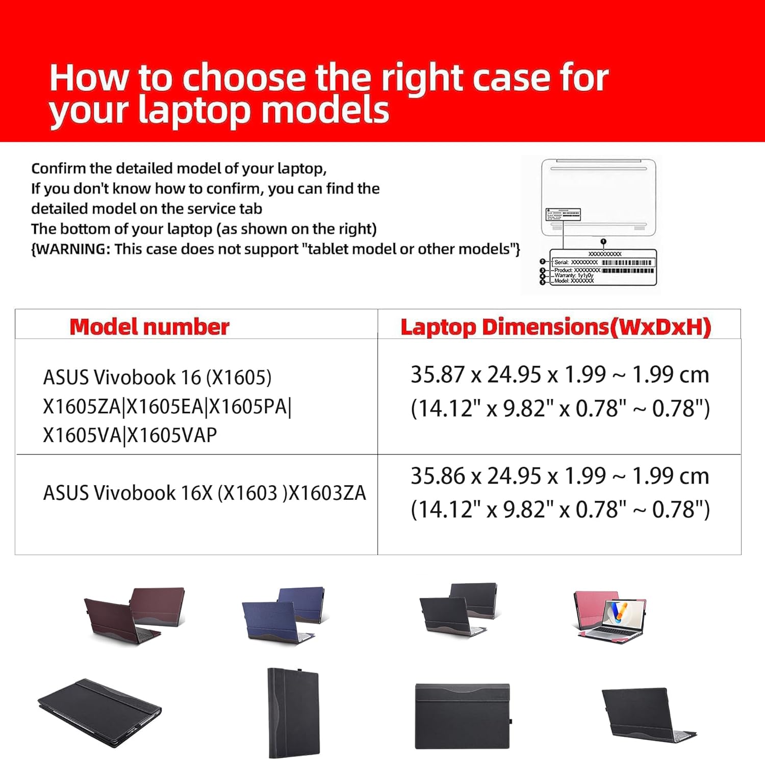 Laptop Case for ASUS Vivobook 16X 1605|X1605ZA|X1605EA|X1605PA|X1605VA|X1605VAP|X1603 [Note Other Models] All Inclusive Drop Case 16" PU Leather Protective Laptop Bag Detachable Shell (Dark Gray)