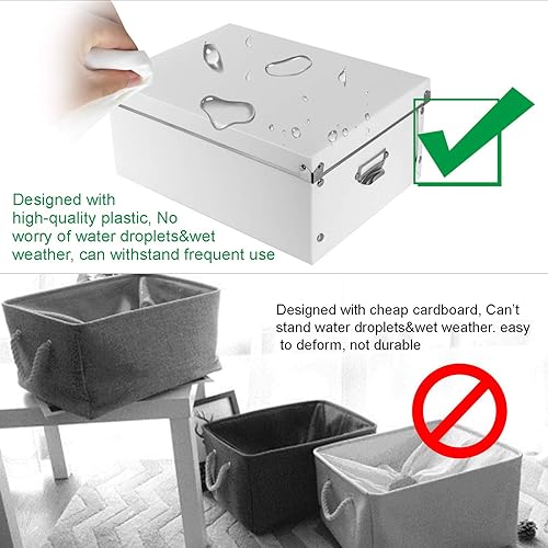 Miniatura 54 de SEEKIND Caja de almacenamiento con tapas y asas decorativas, 3 en 1, a prueba de humedad, plegable para ahorrar espacio, para ropa, cosméticos