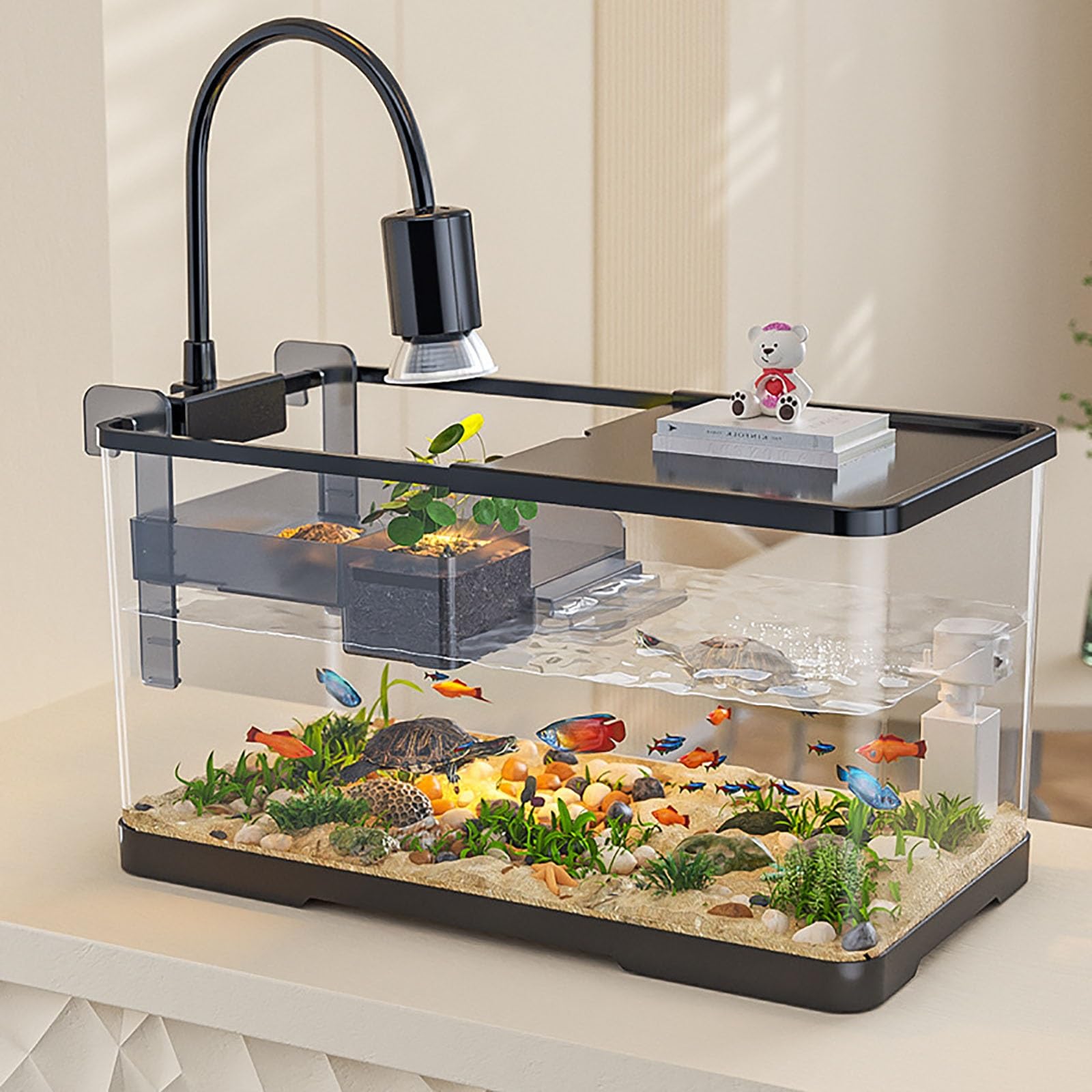 Acquario Delle Tartarughe,serbatoio Per Rettili Con Platformm,Acquario Per Rettili Con Piattaforma Basking,habitat Per Tartarughe, Habitat Di Rettile Per Gamberi, Granchi Eremiti ﻿(M)