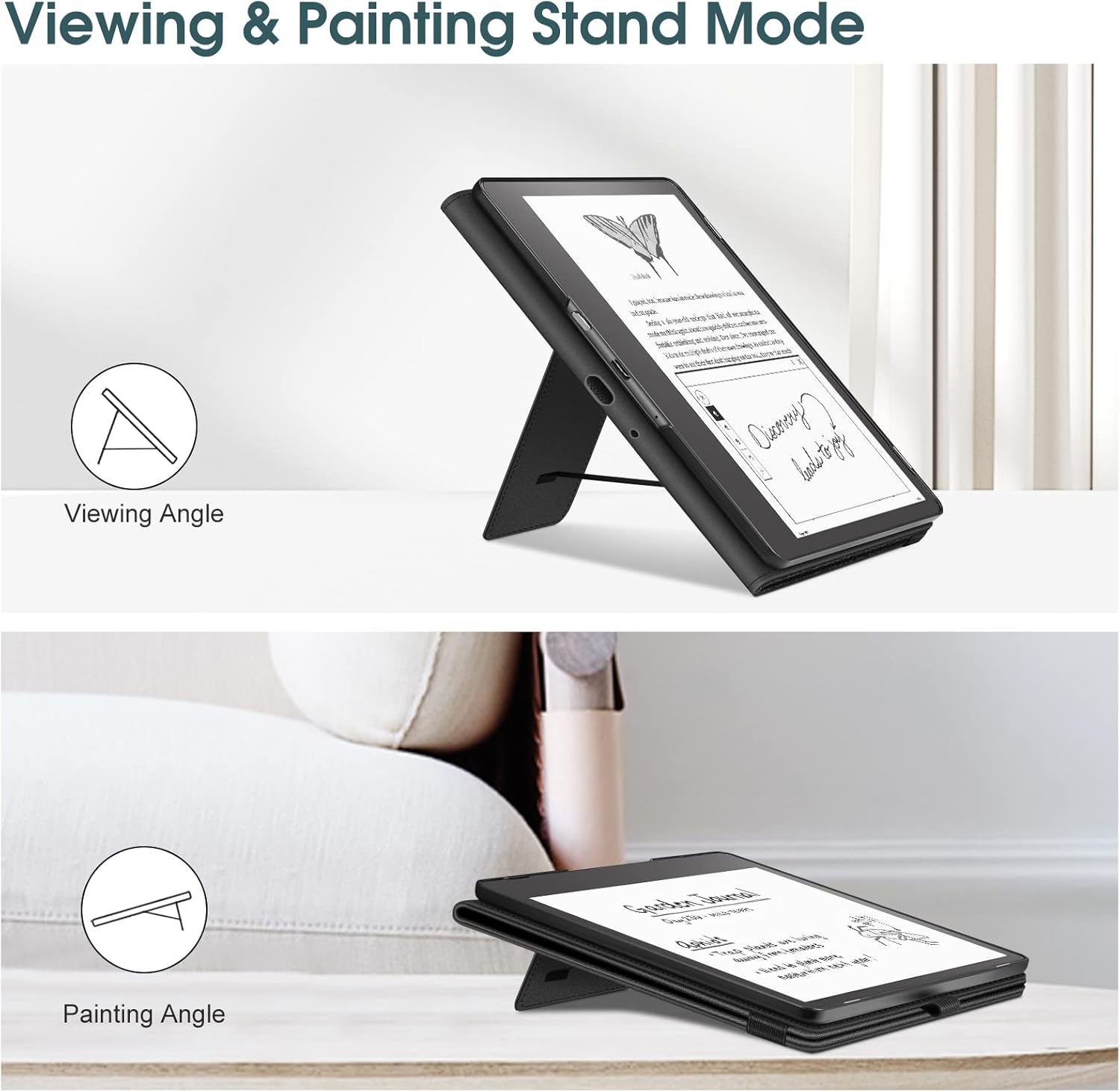 Fintie Case for Kindle Scribe (2022 Released) 10.2 Inch Tablet - Premium PU Leather Stand Cover + Clear Soft Flexible Transparent TPU Skin Bumper Back Cover Shell with Pen Holder Black